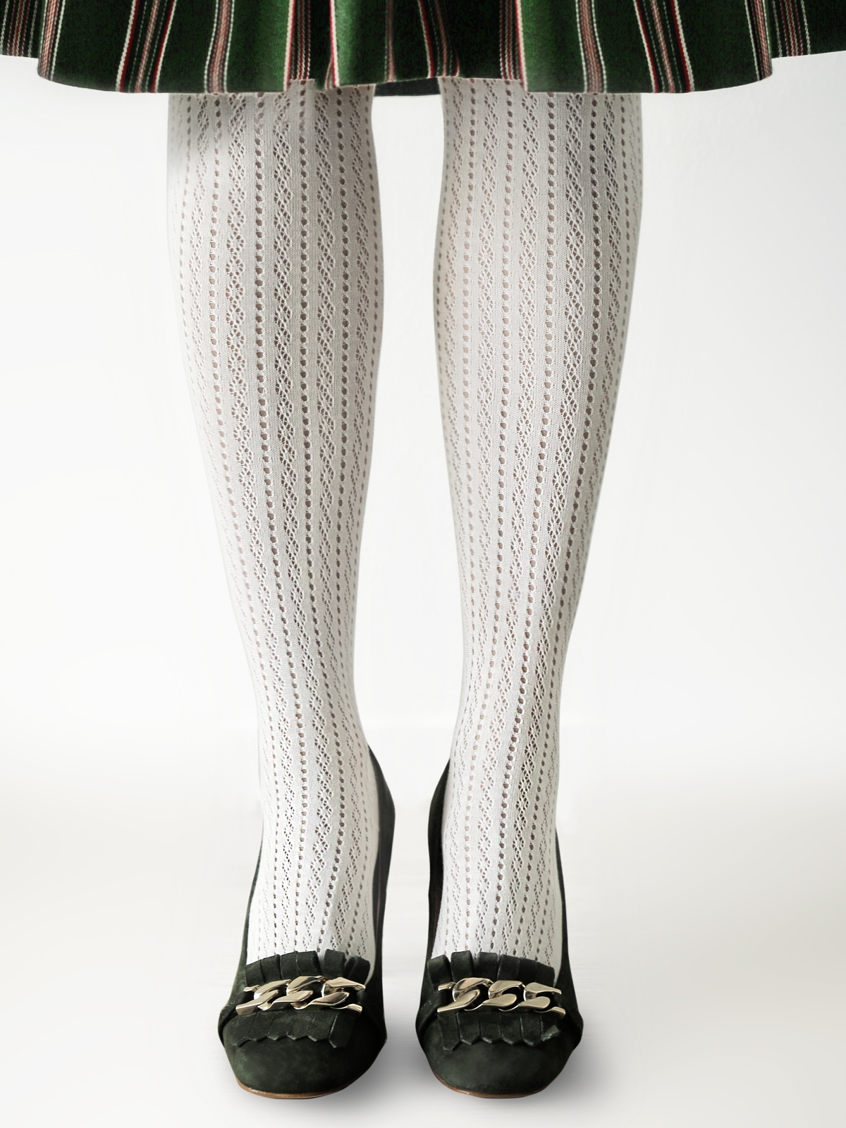 Isar-Trachten Kinder Trachten Strumpfhose Weiß - Zopfmuster Für Dirndl