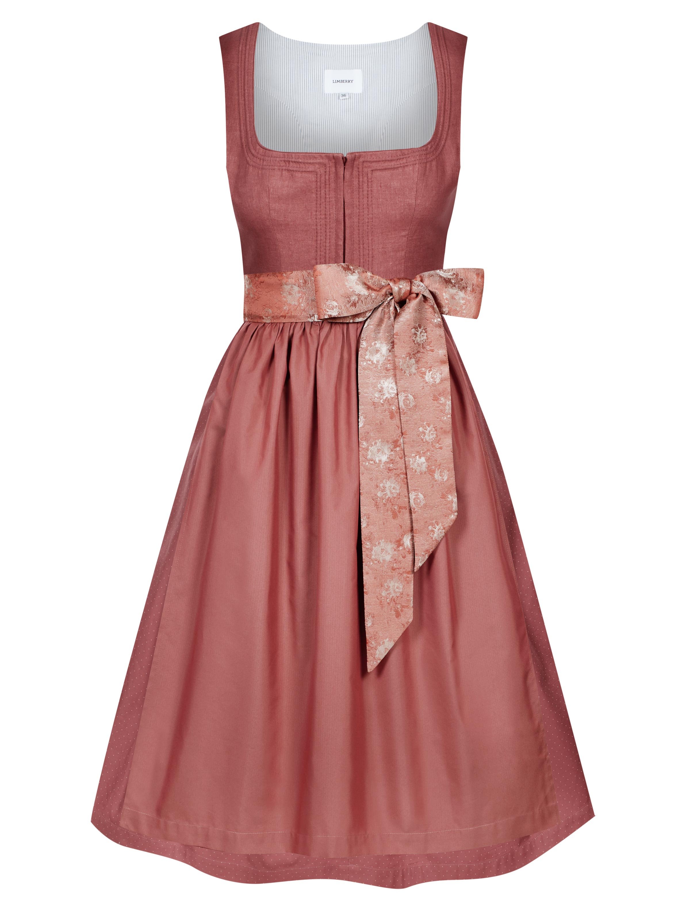 Rosa-farbenes Leinen-Dirndl mit Schnursteppung