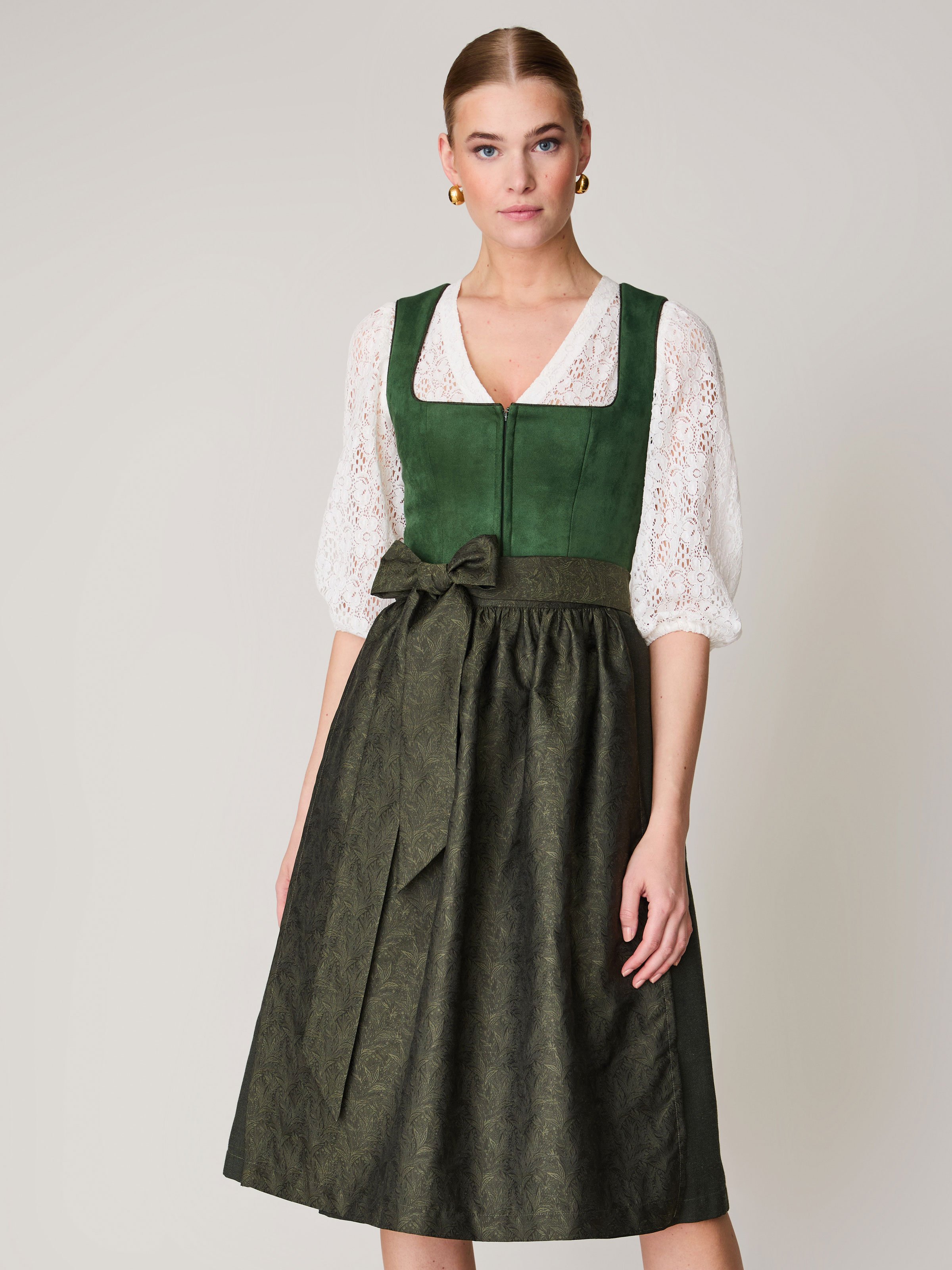 Waldgrünes Dirndl mit Velours-Mieder