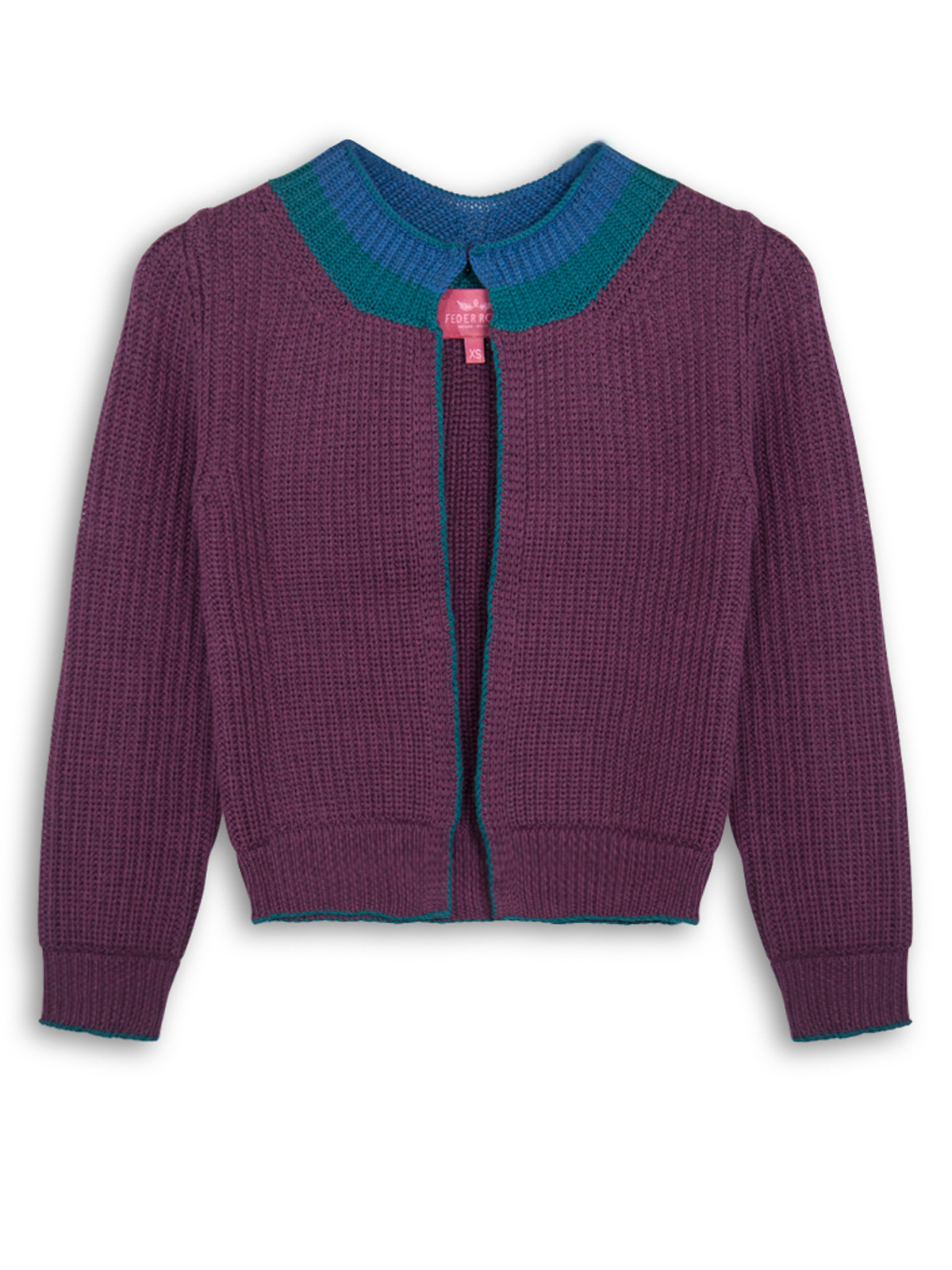 Strickjacke in Aubergine aus Merinowolle 