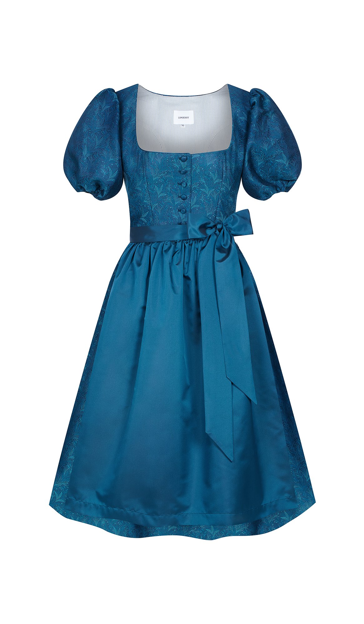 Aquablaues Dirndl mit Puffärmel