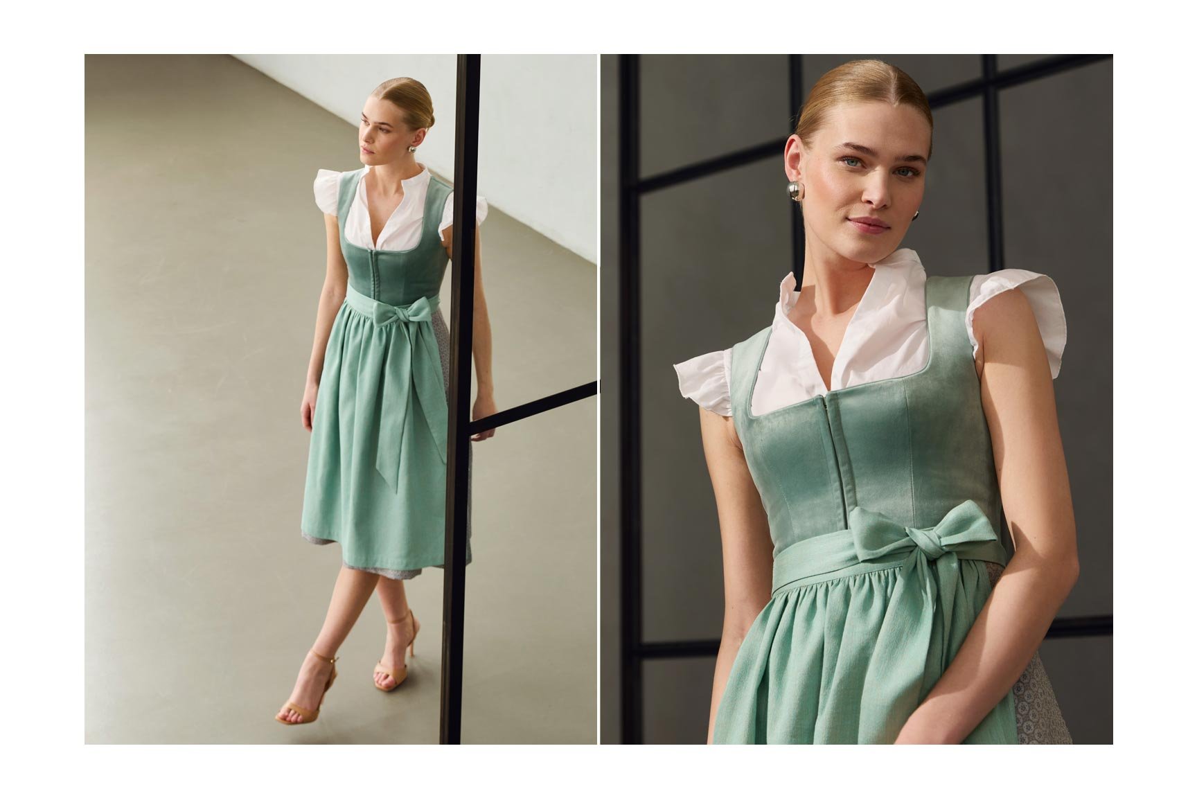 Hellgrünes Dirndl mit Samt-Mieder