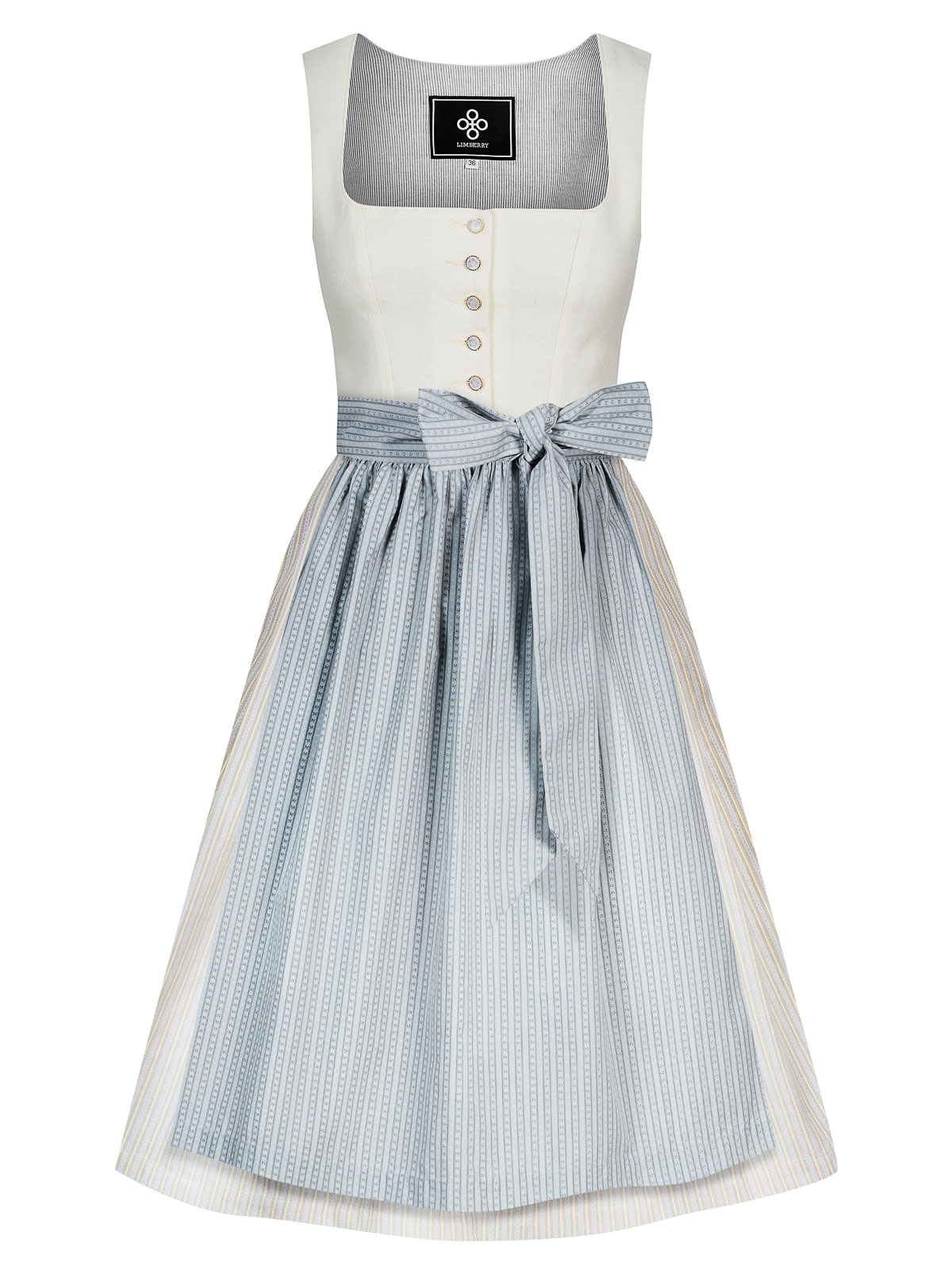 Hellgelbes Dirndl mit zwei Schürzen 