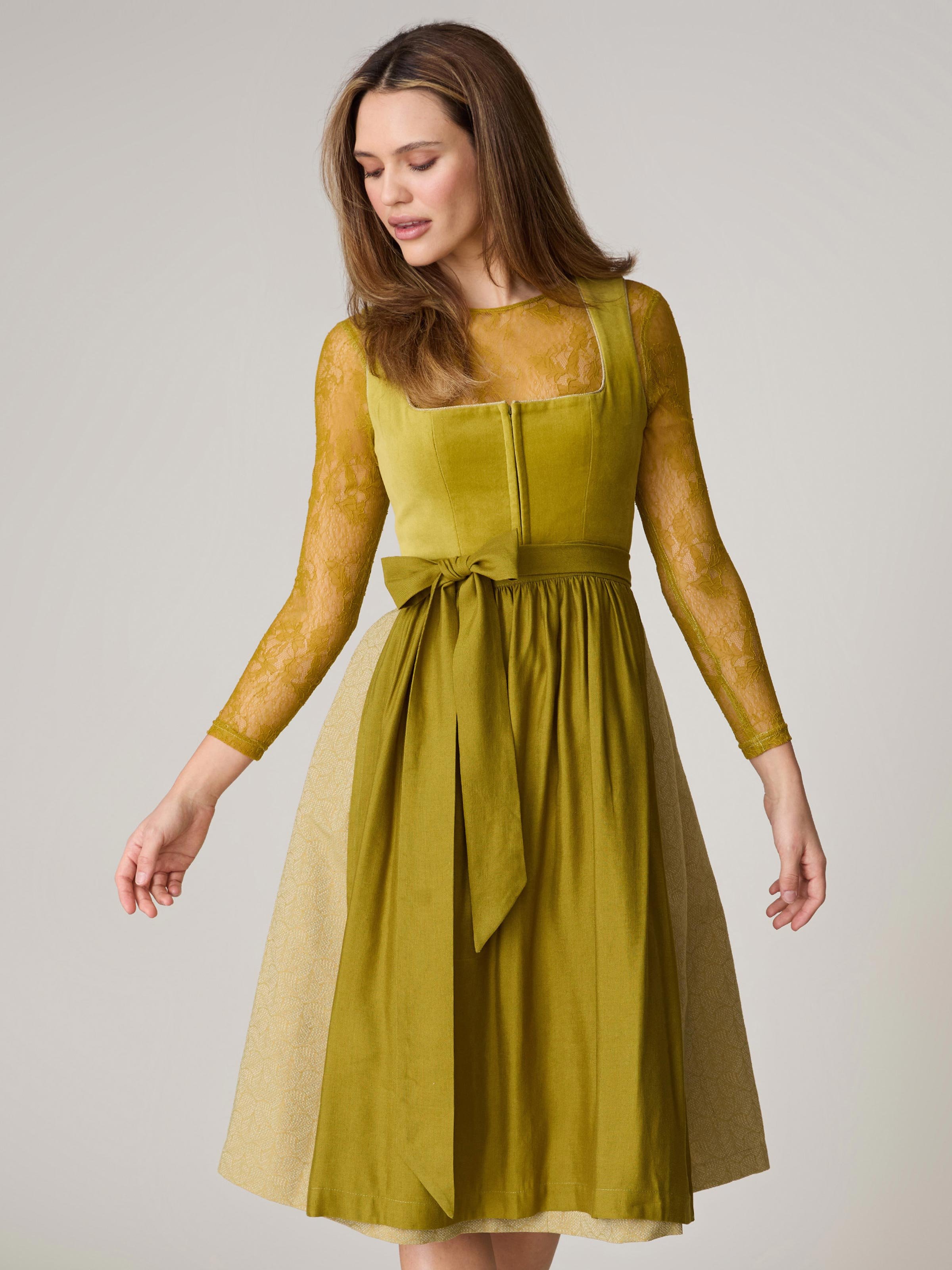 Dirndl in Oliv mit Samtmieder