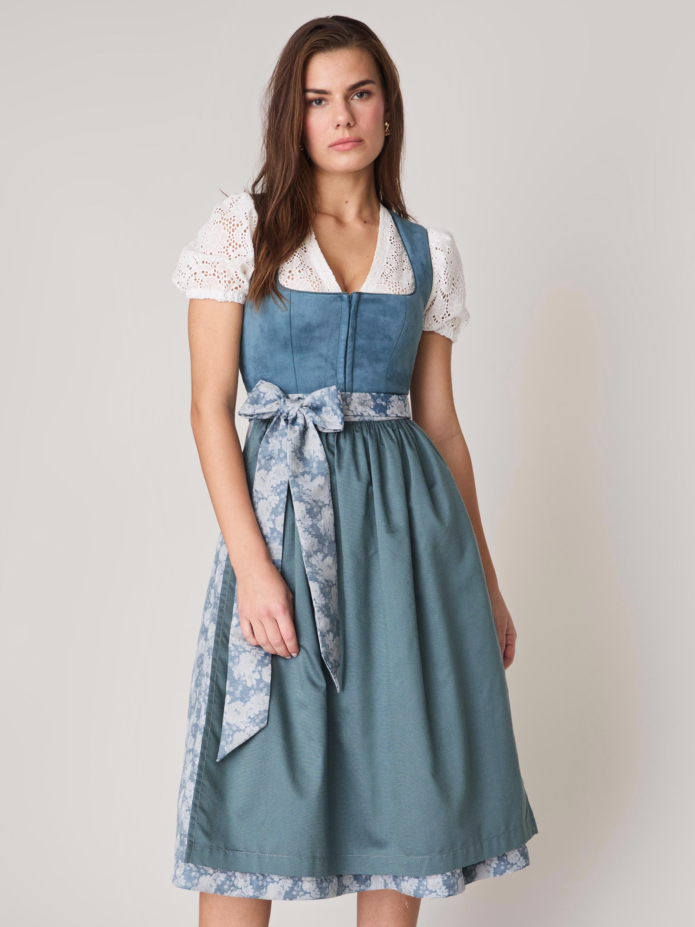 Aquablaues Dirndl mit Velours-Mieder