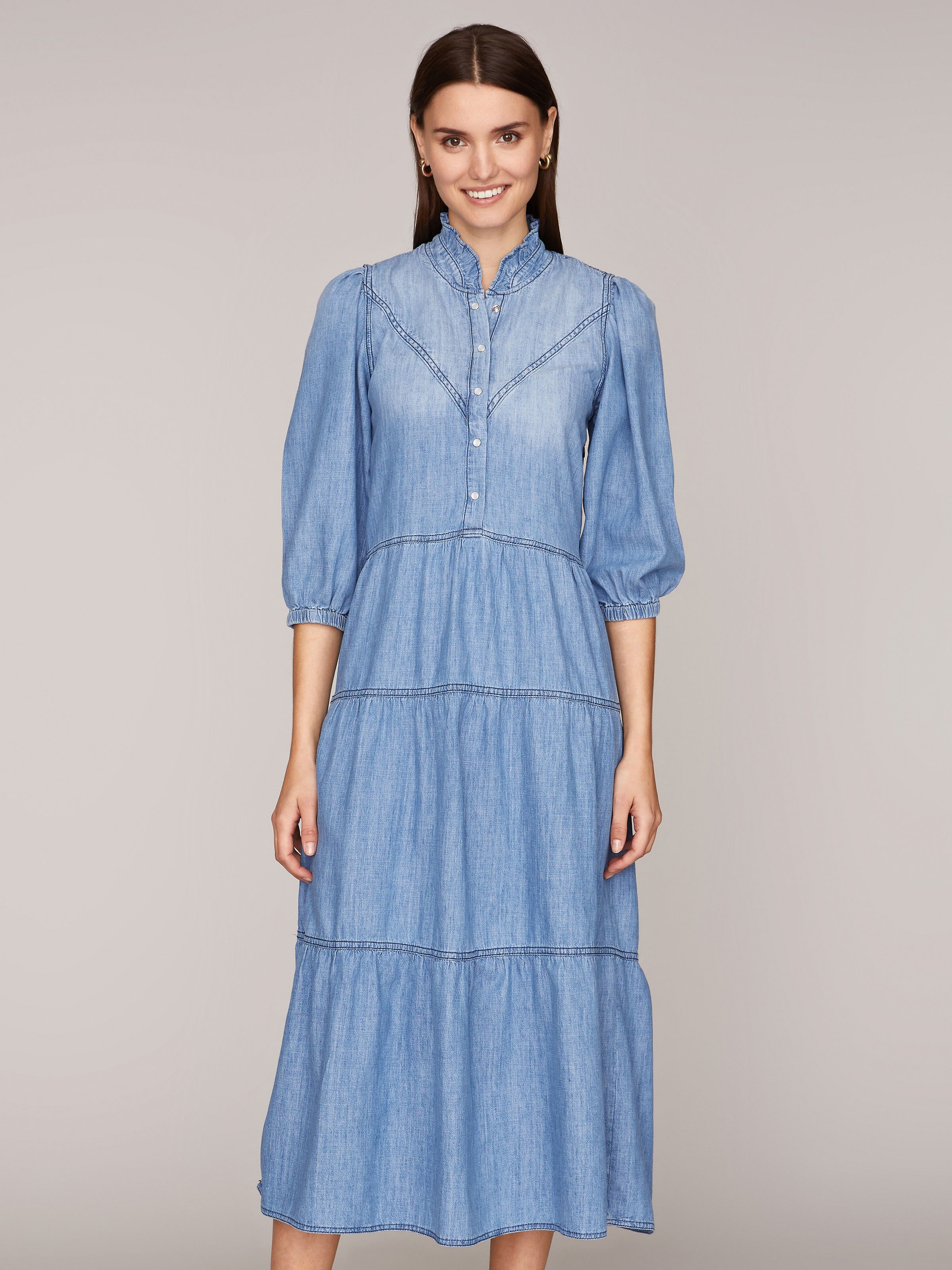 Langes Kleid in Denim-Optik