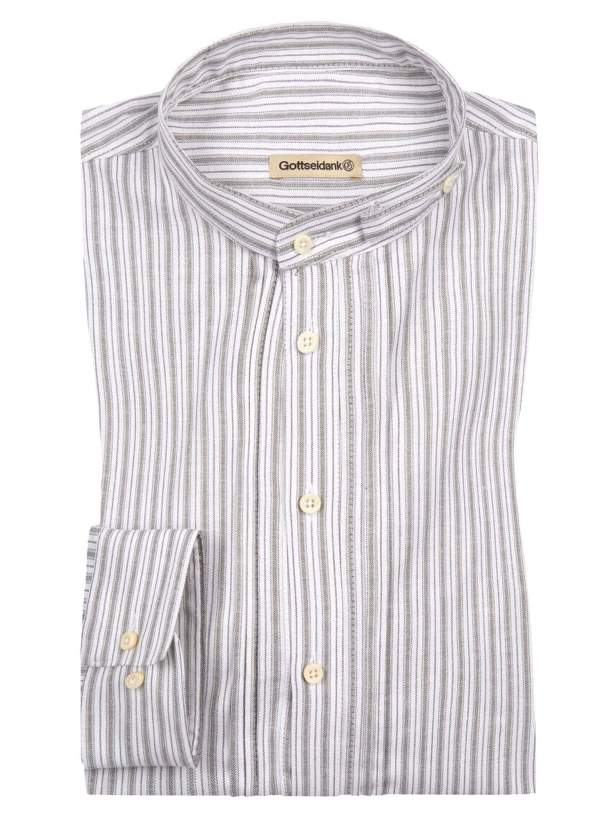 Grau-grün gestreiftes Trachtenhemd