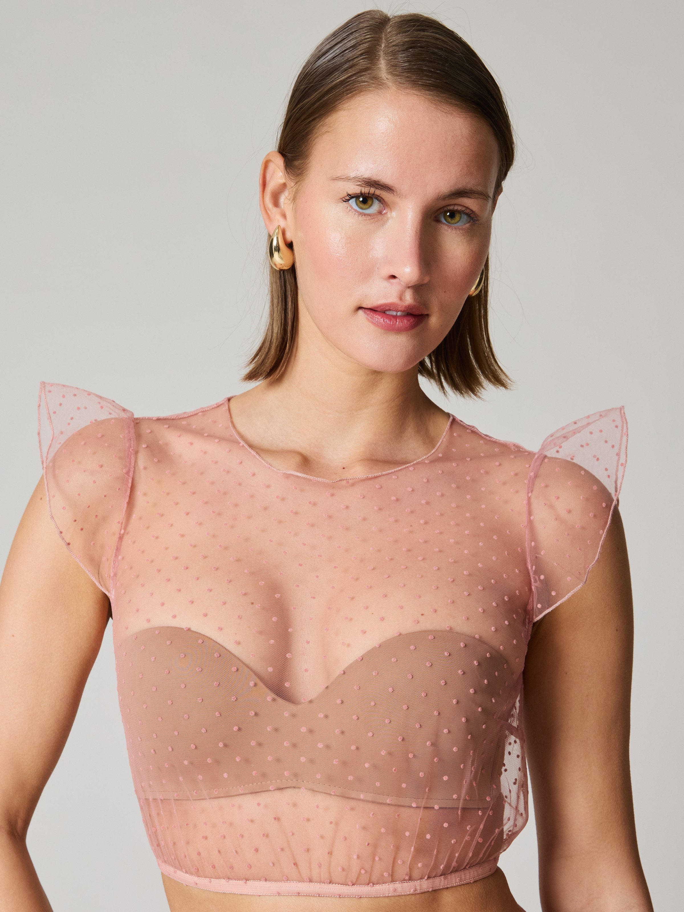 Dirndlbluse in Rosa mit Pünktchen