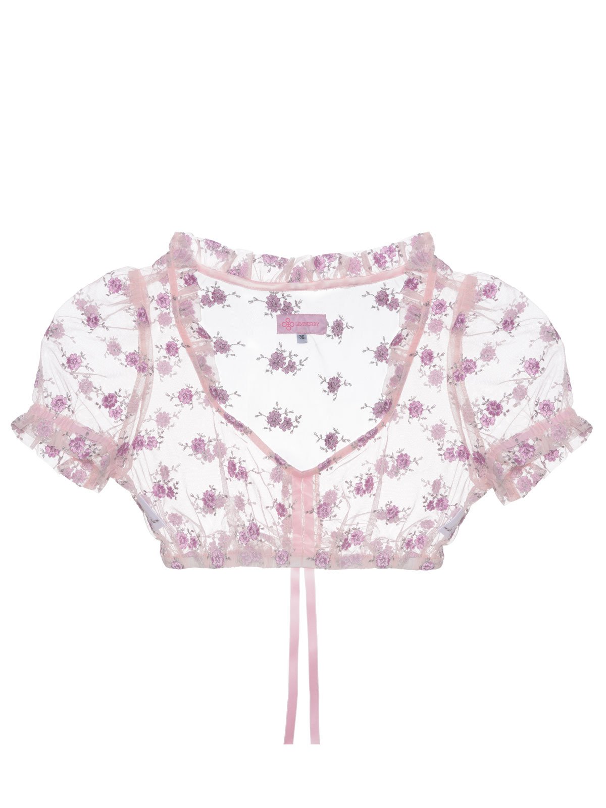 Rosa Dirndlbluse mit Stickerei
