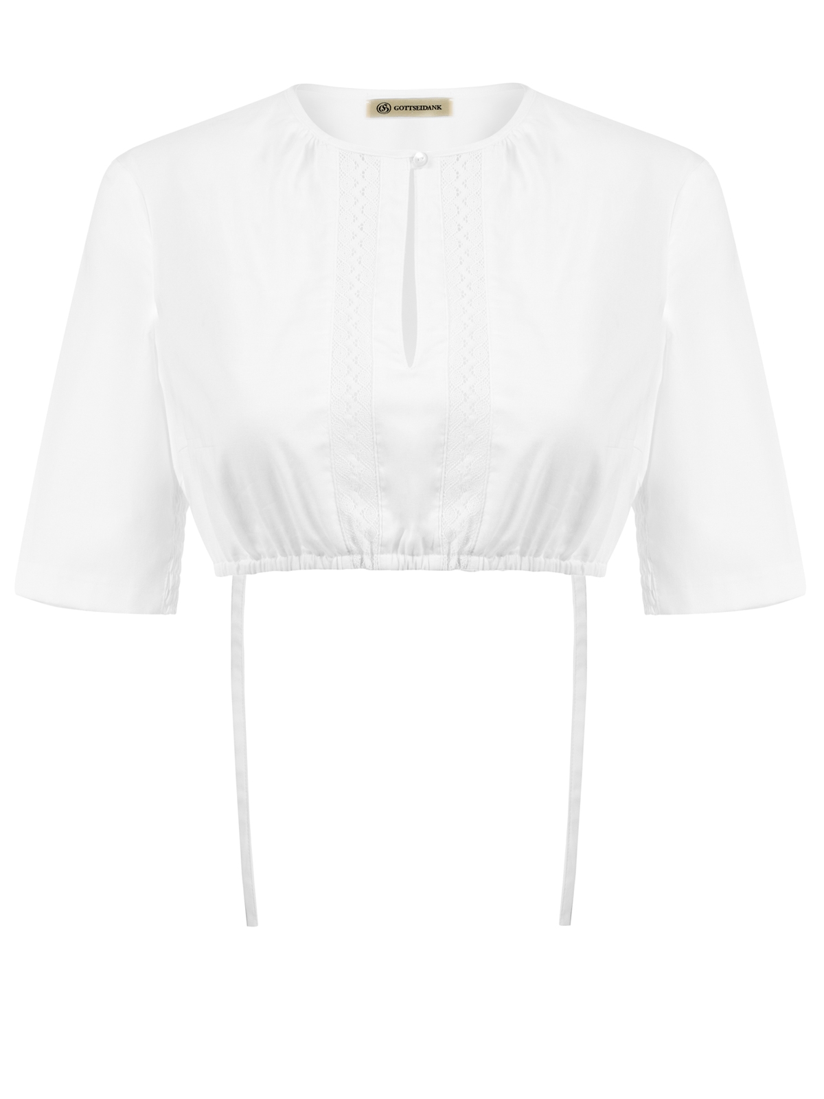 Hochgeschlossene Dirndlbluse mit Spitze
