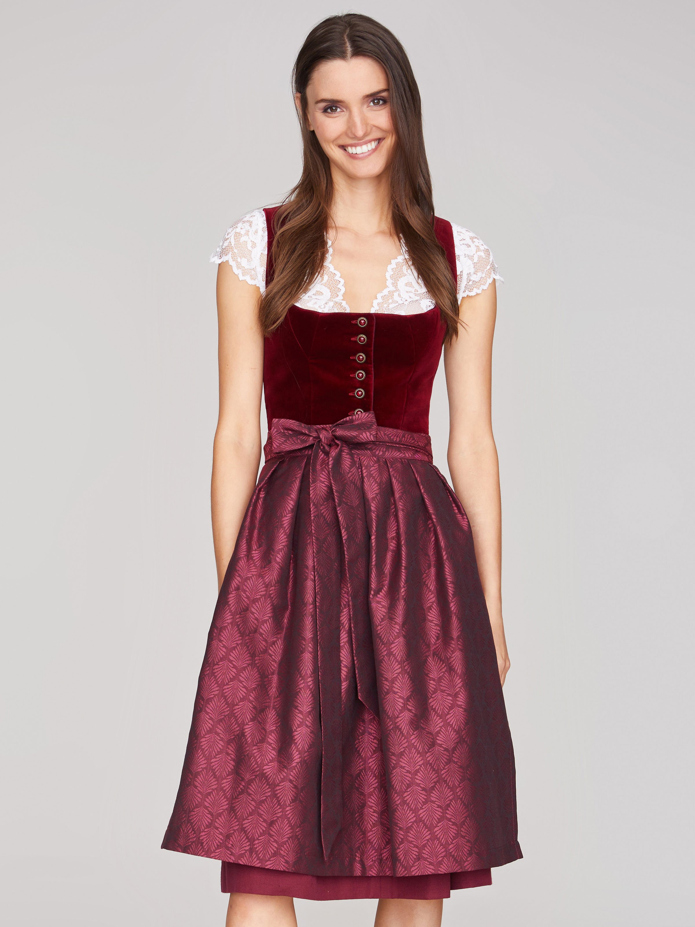 Dunkelrotes Dirndl mit Samt-Mieder
