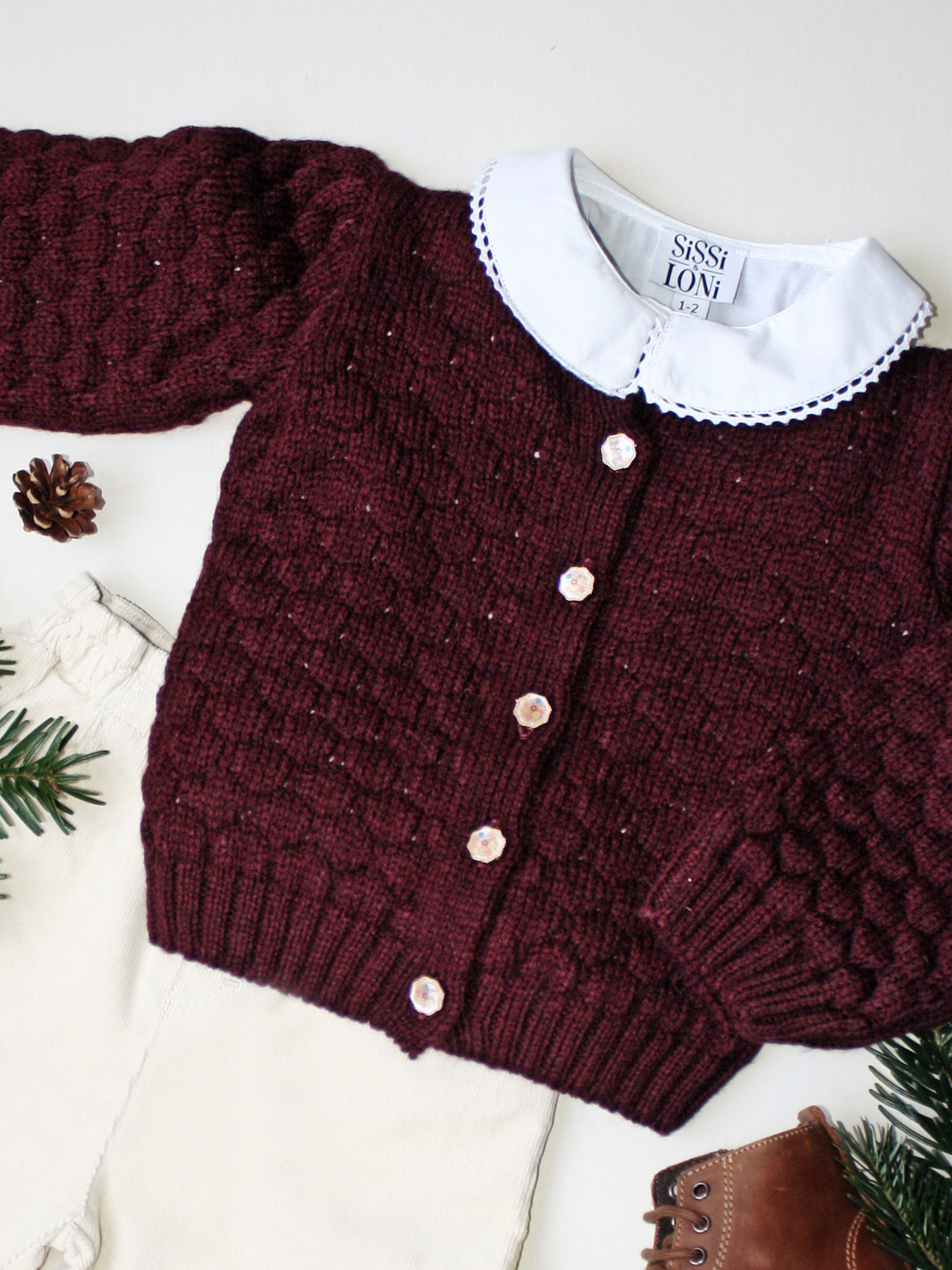 Dunkelrote Strickjacke für Kinder