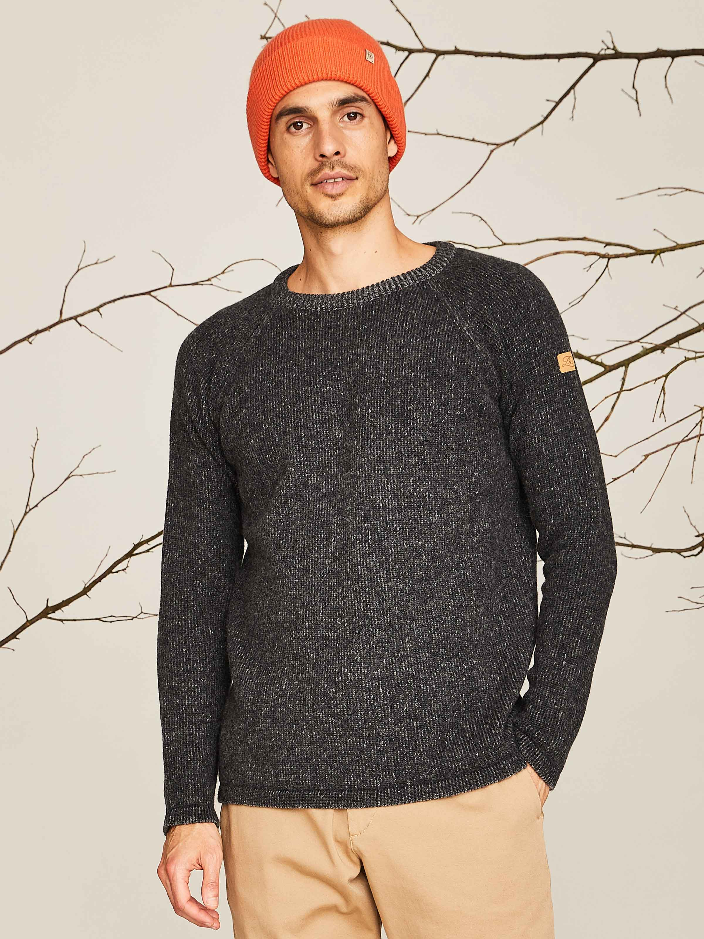 Grau melierter Pullover für Herren