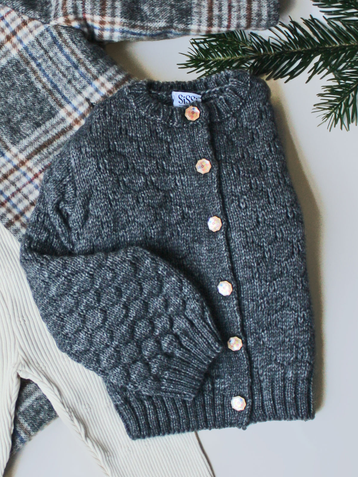 Graue Strickjacke für Kinder