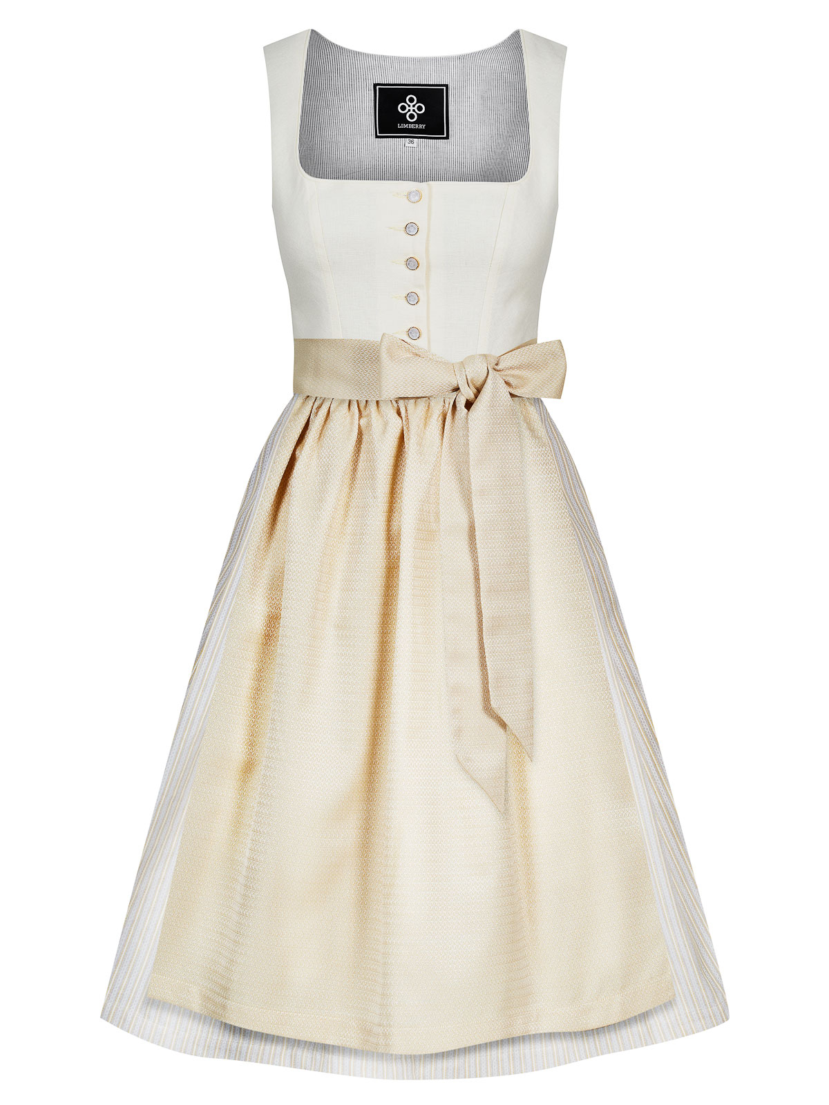 Hellgelbes Dirndl mit zwei Schürzen 