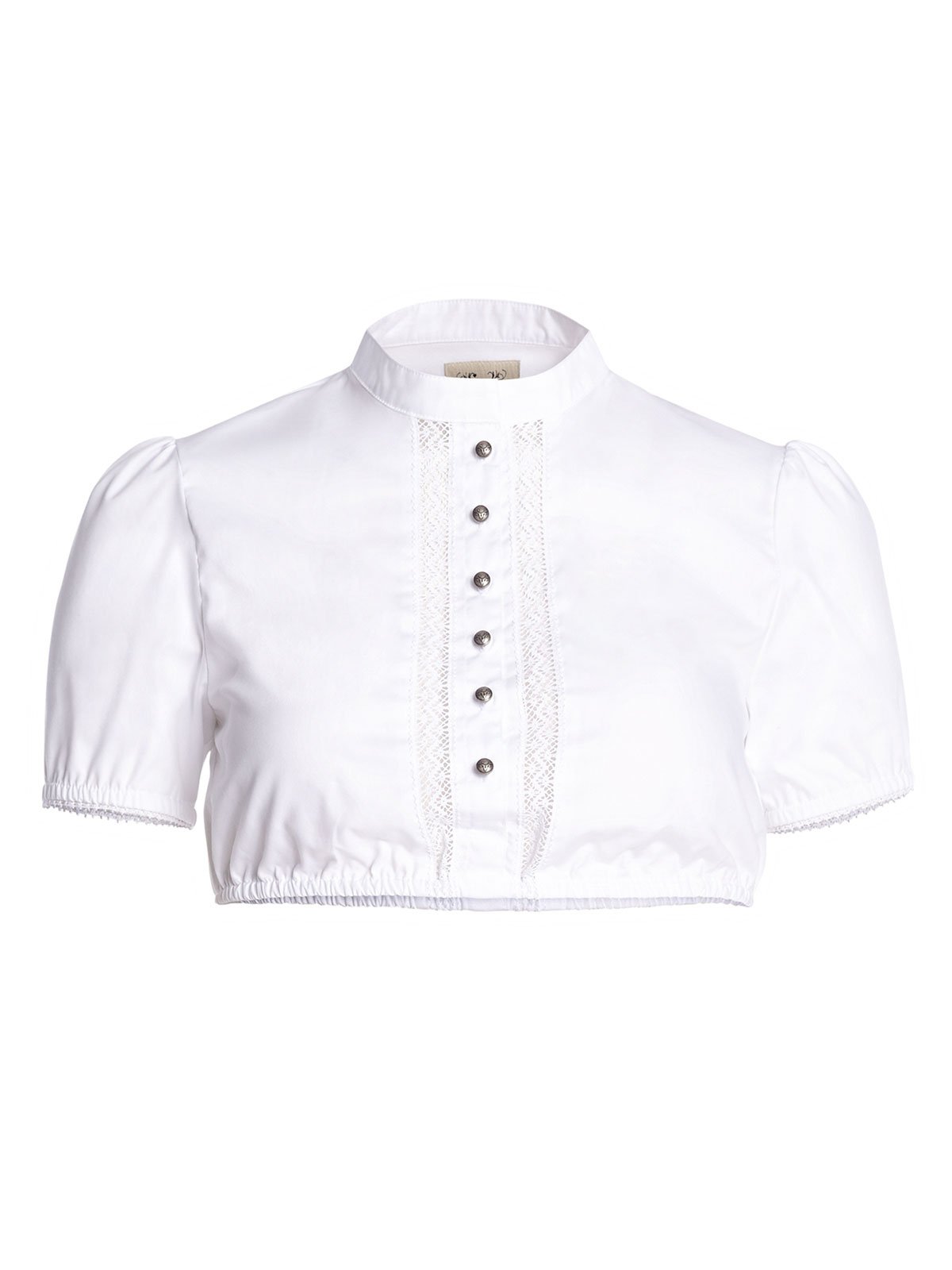 Weiße Dirndlbluse mit Spitzeneinsätzen