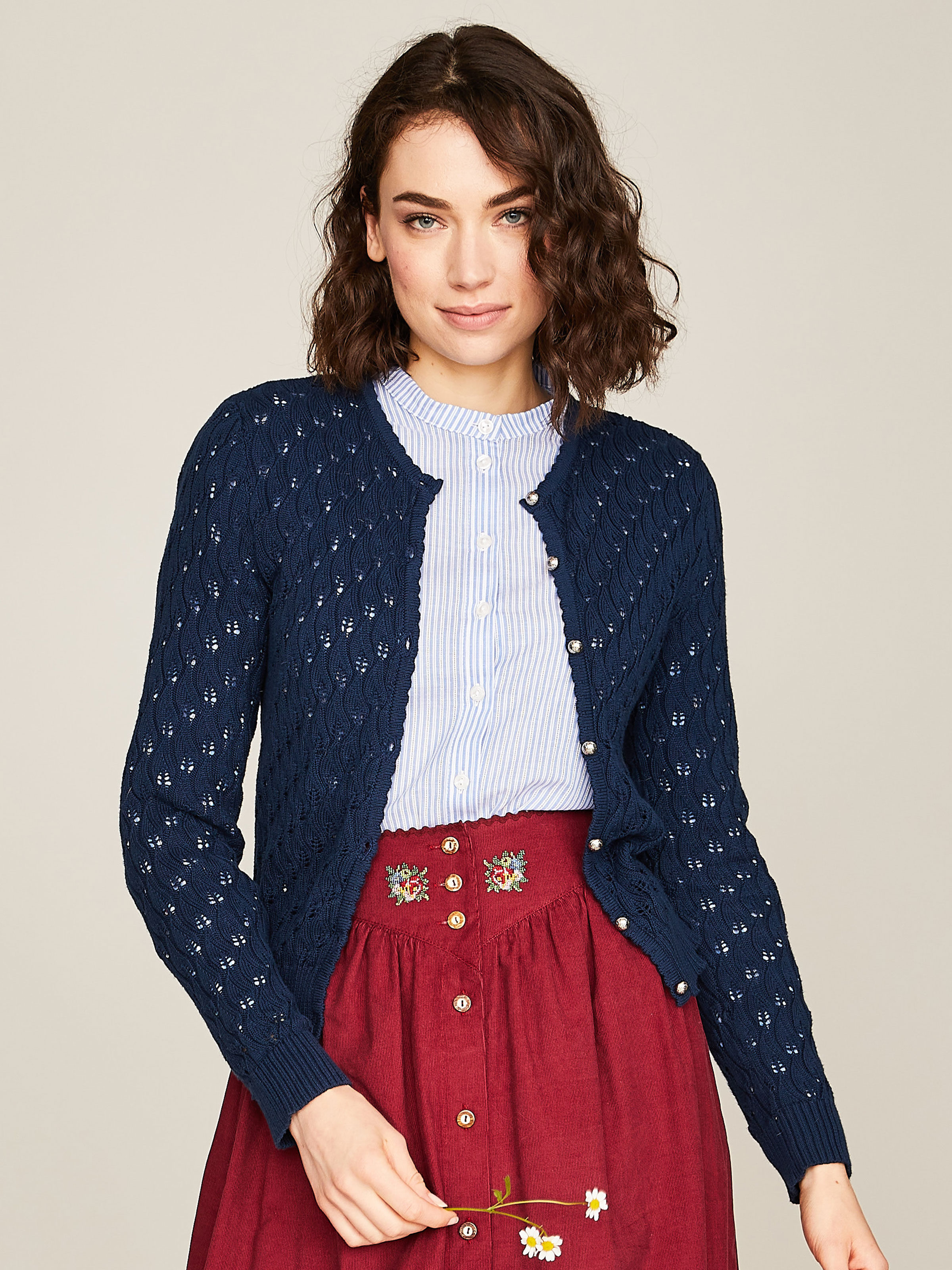 Strickjacke in Denim-Blau