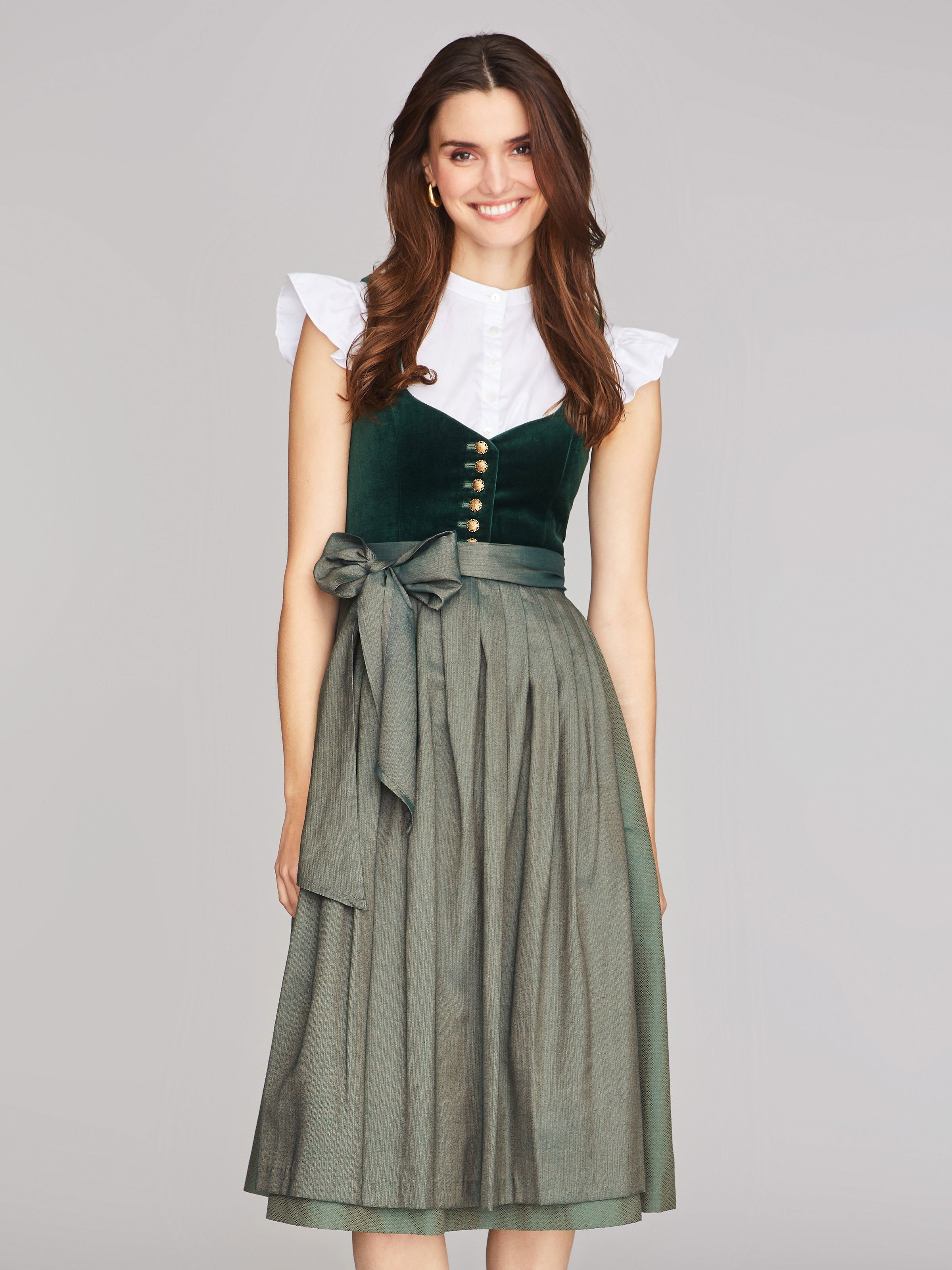 Dunkelgrünes Dirndl mit Samt-Mieder