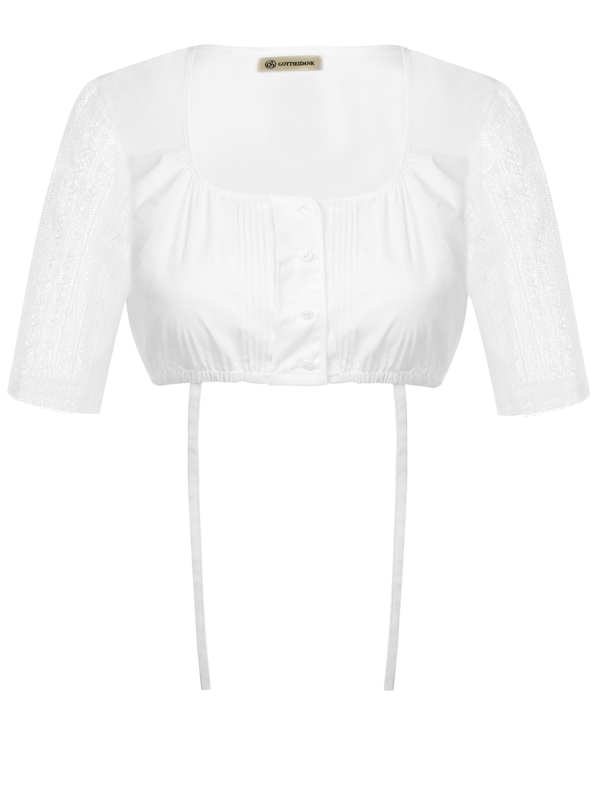 Weiße Dirndlbluse mit Spitzenarm
