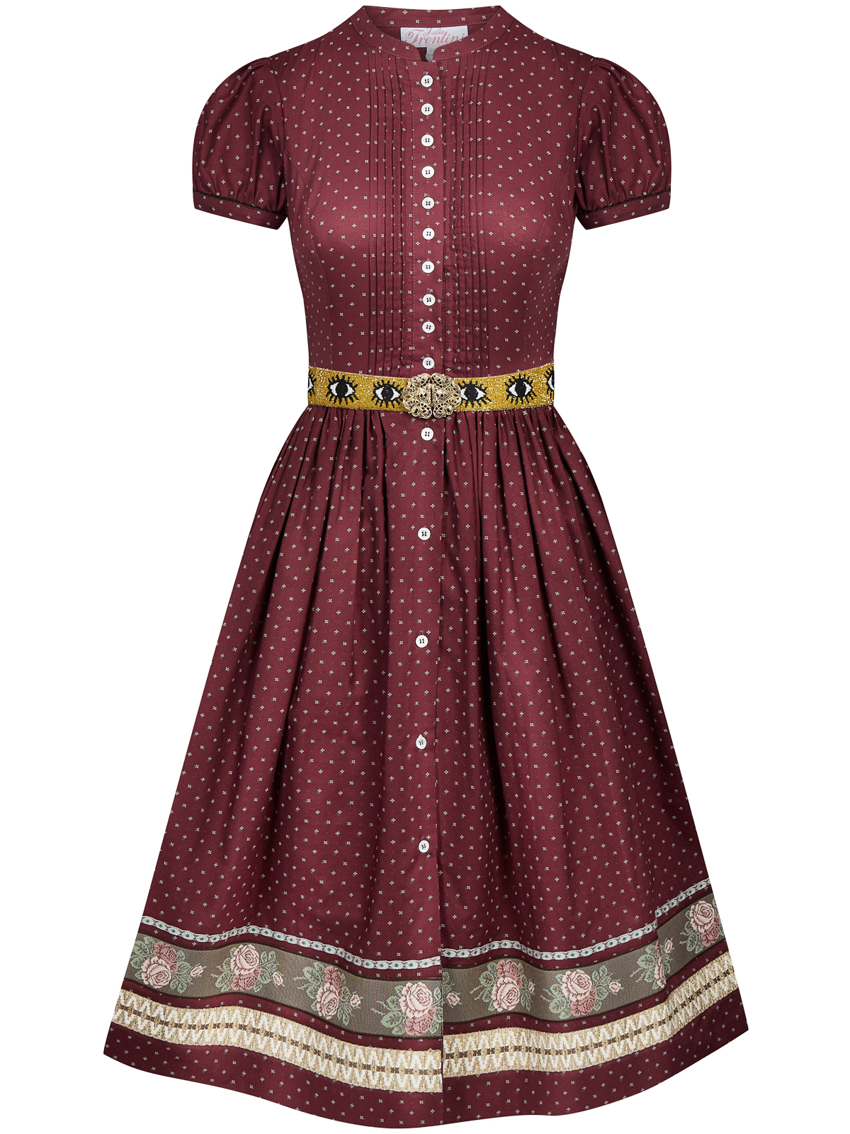 Dunkelrotes Kleid mit Gürtel