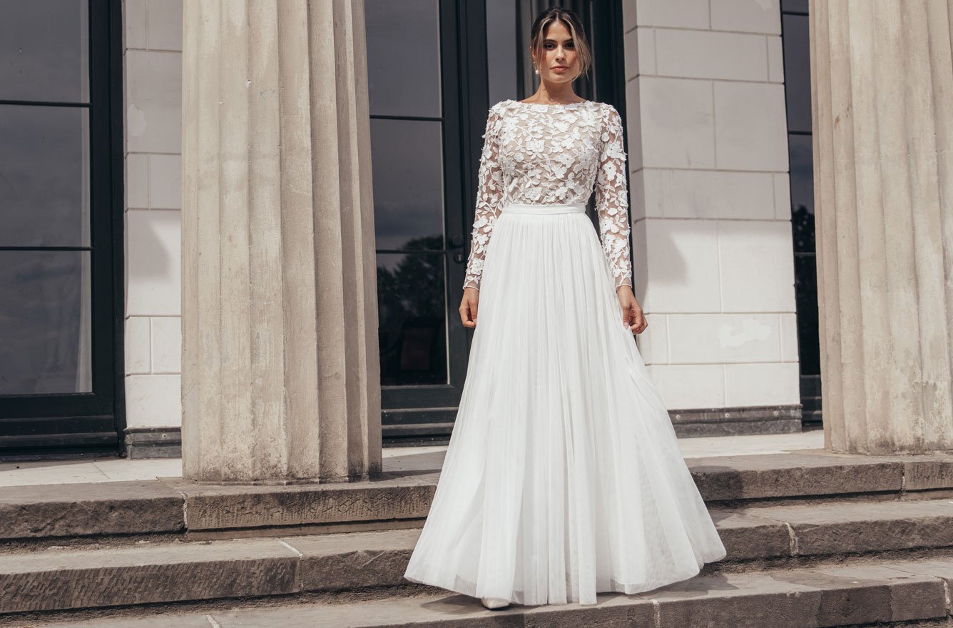 Hochzeitsrock aus Tüll mit Body aus Spitze 