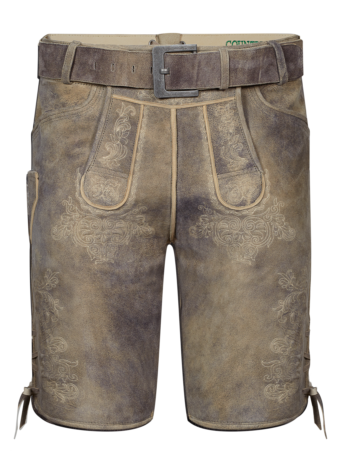 Kurze schlamm-farbene Ziegenlederhose