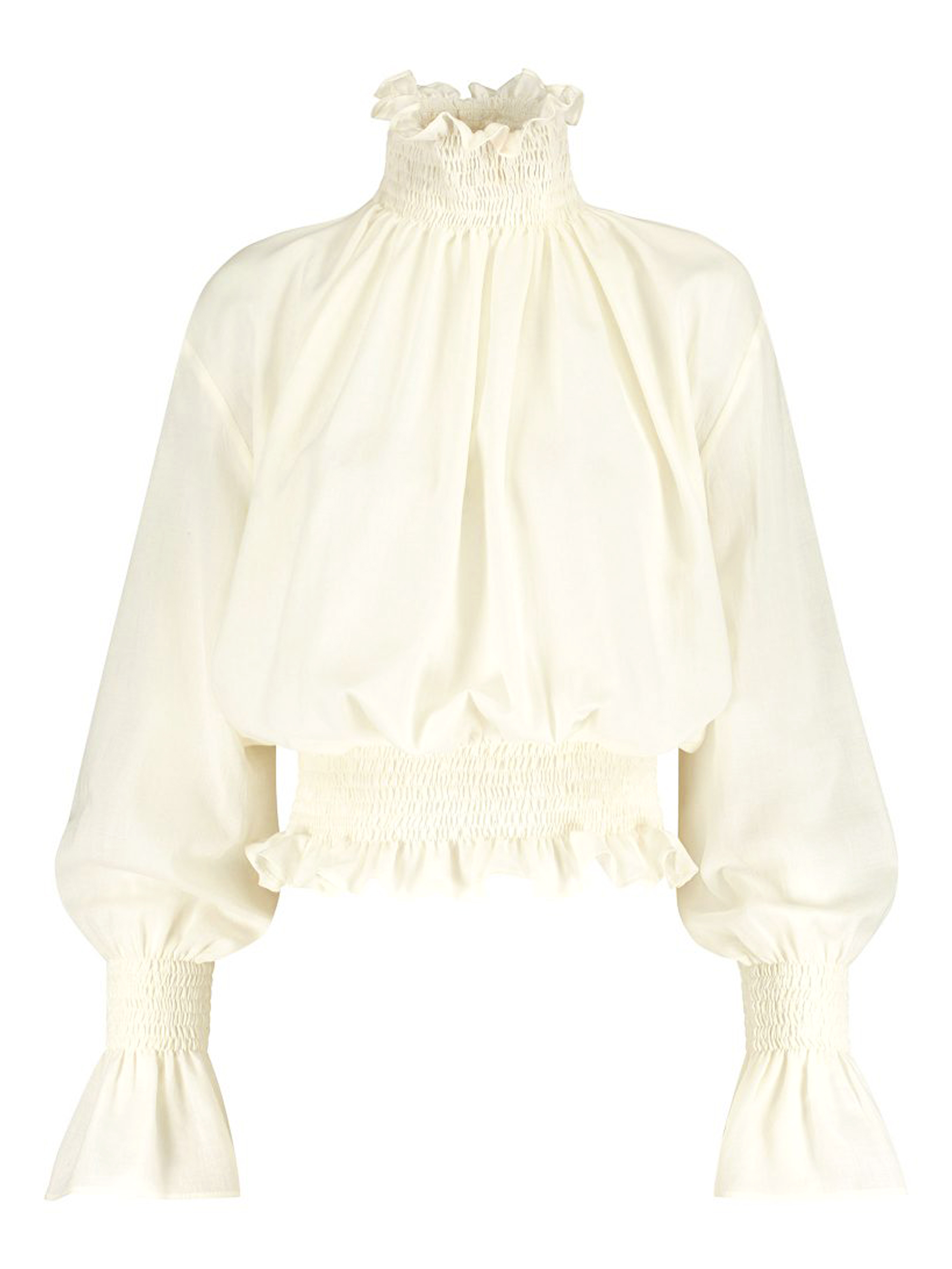 Elegante Bluse in Eierschale mit elastischen Einsätzen