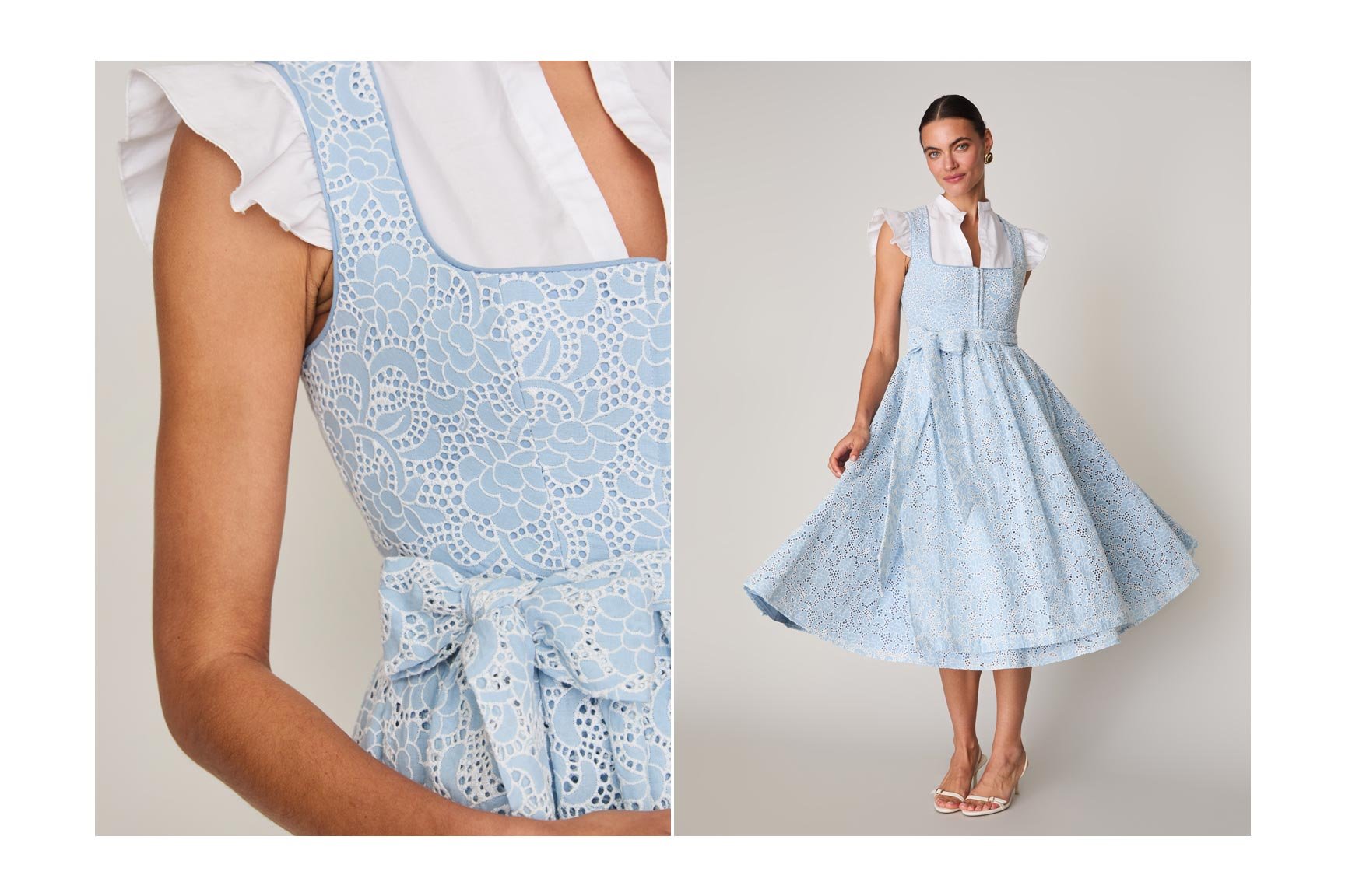 Dirndl mit Lochspitze in Hellblau