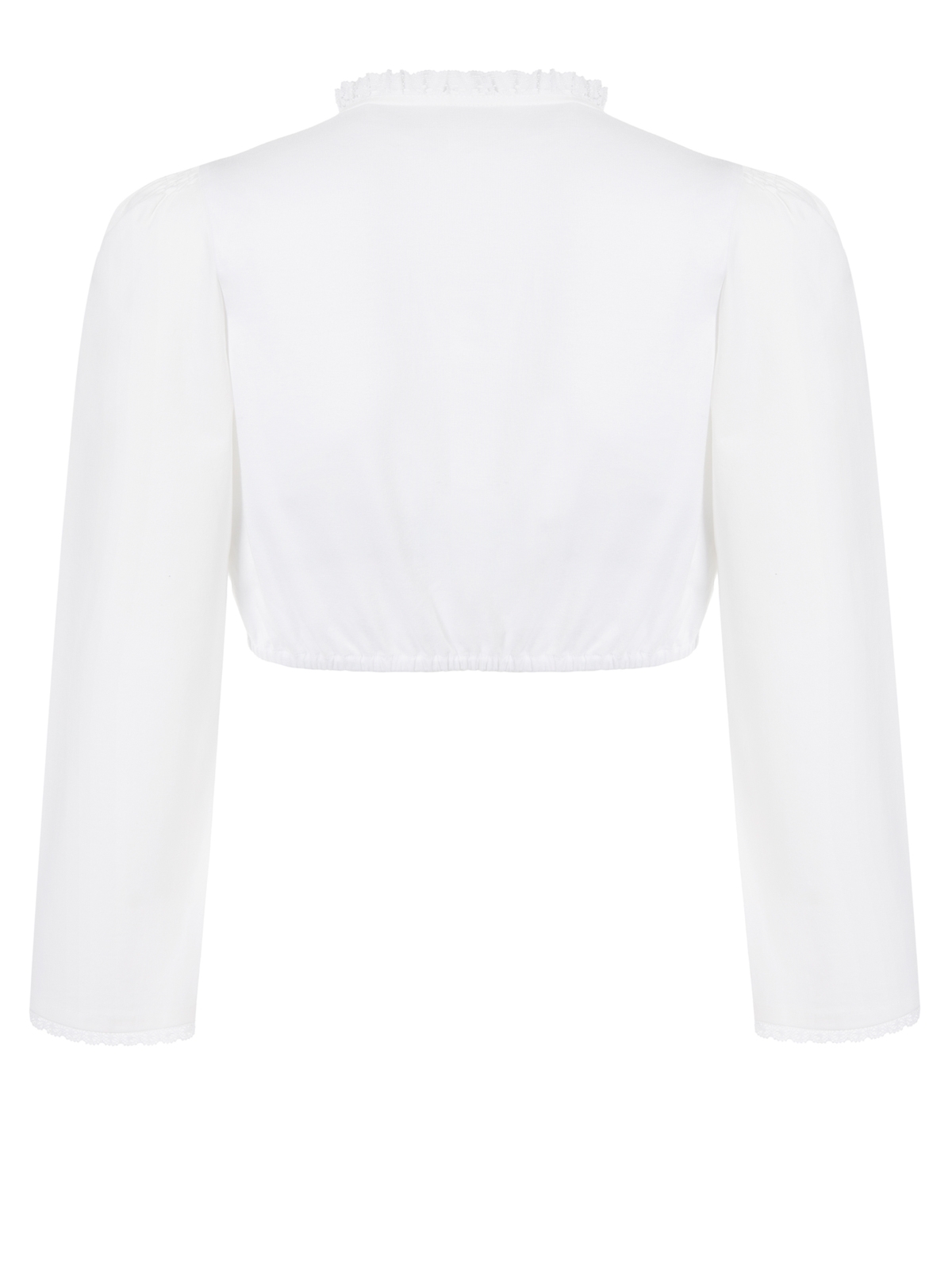 Hochgeschlossene Dirndlbluse mit Rüschenkragen