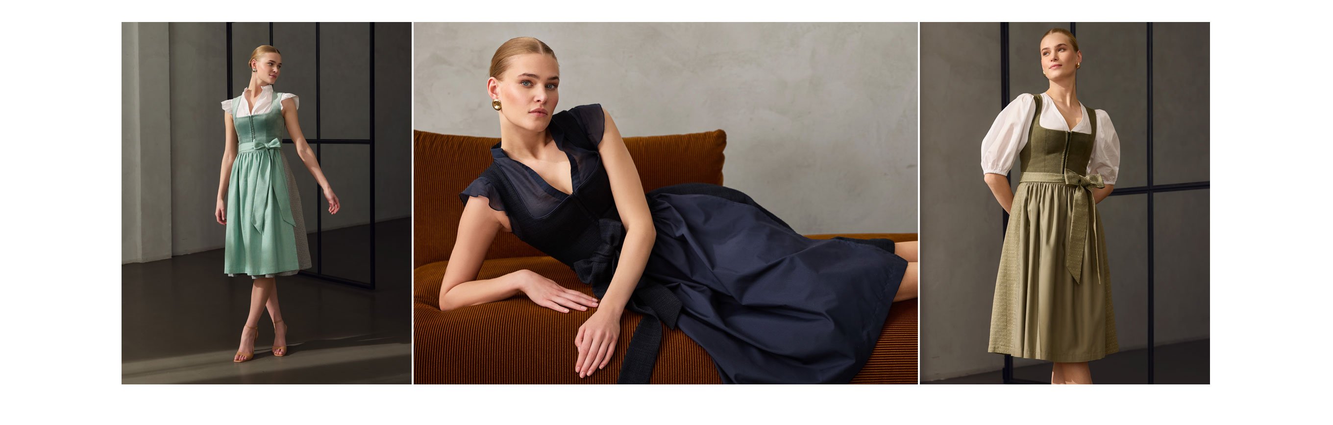 Dirndl in Navy, Salbei und Grün 