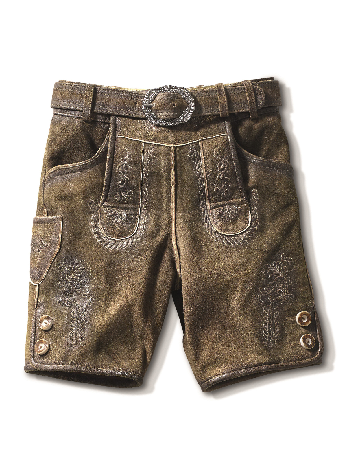 Kurze braune Ziegenlederhose
