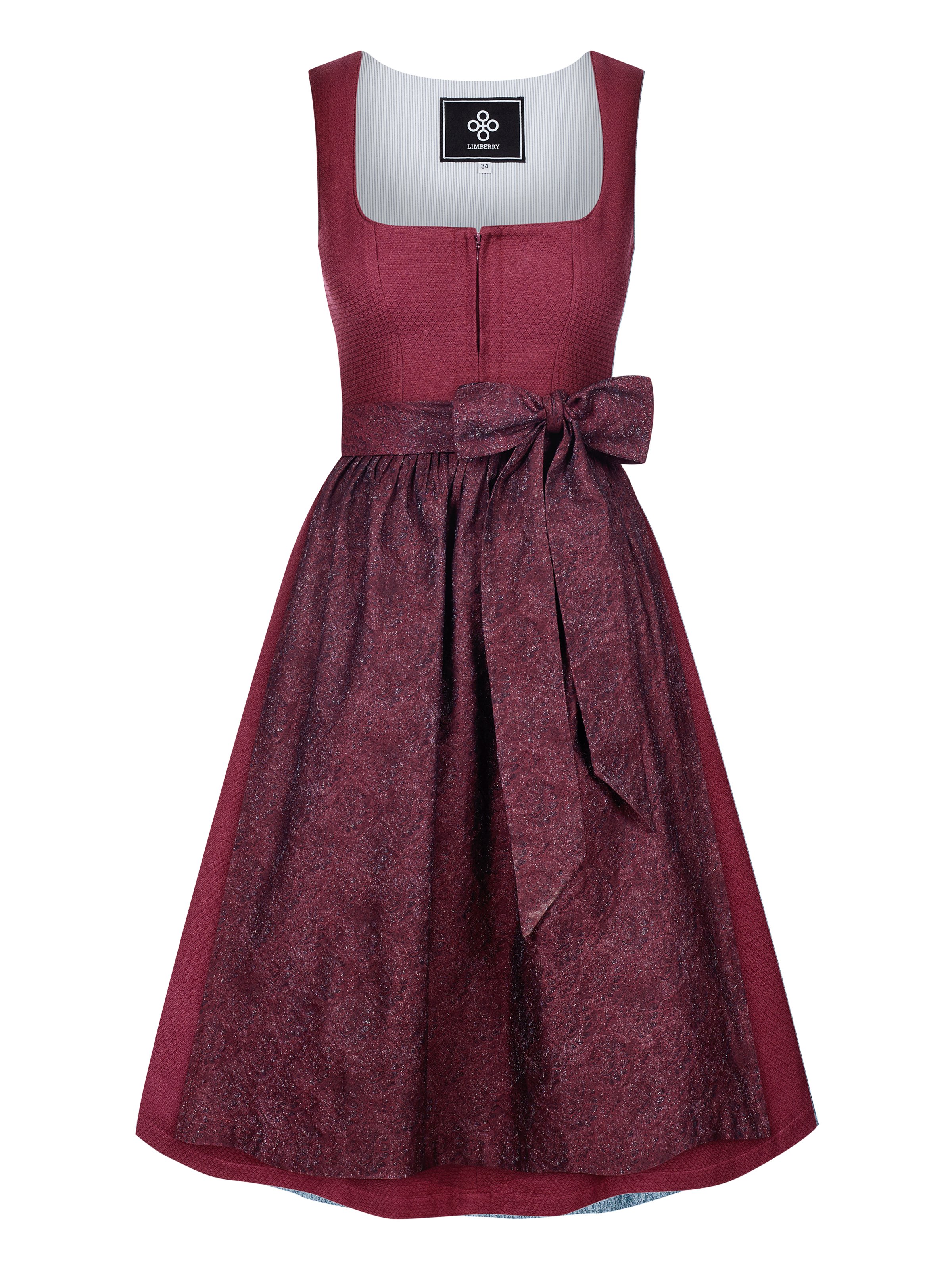 Rubinrotes strukturiertes Dirndl Rubinrotes strukturiertes Dirndl
