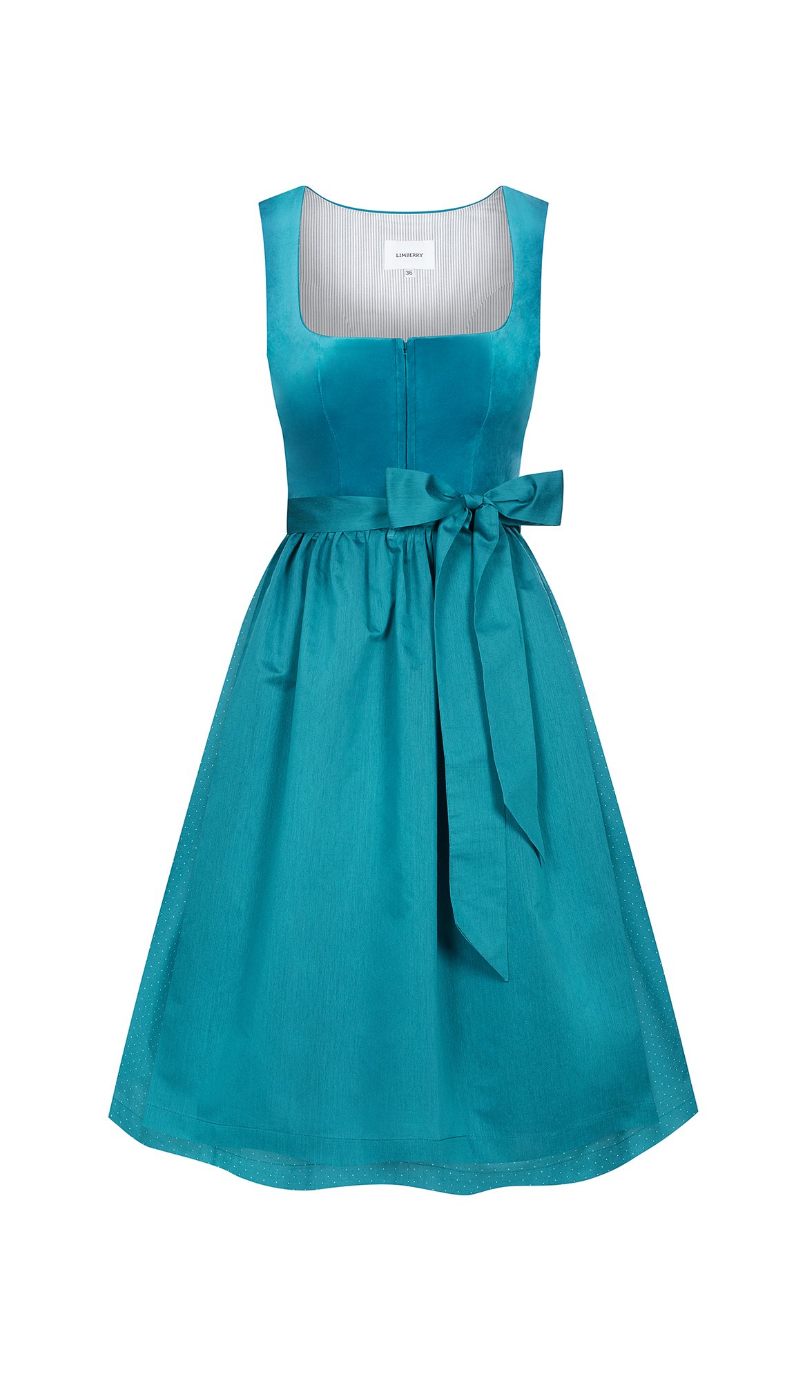 Aquafarbenes Dirndl mit Samt-Mieder