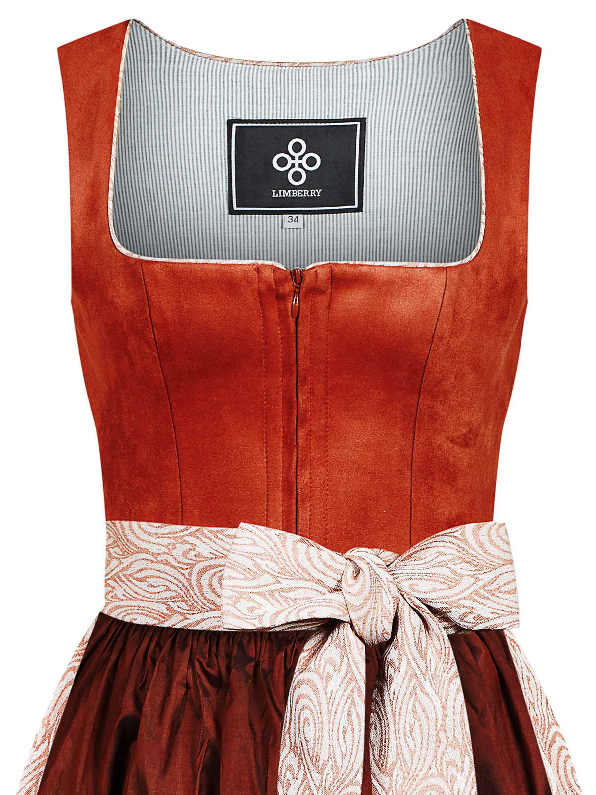 Rostbraunes Dirndl im Animalprint mit zwei Schürzen
