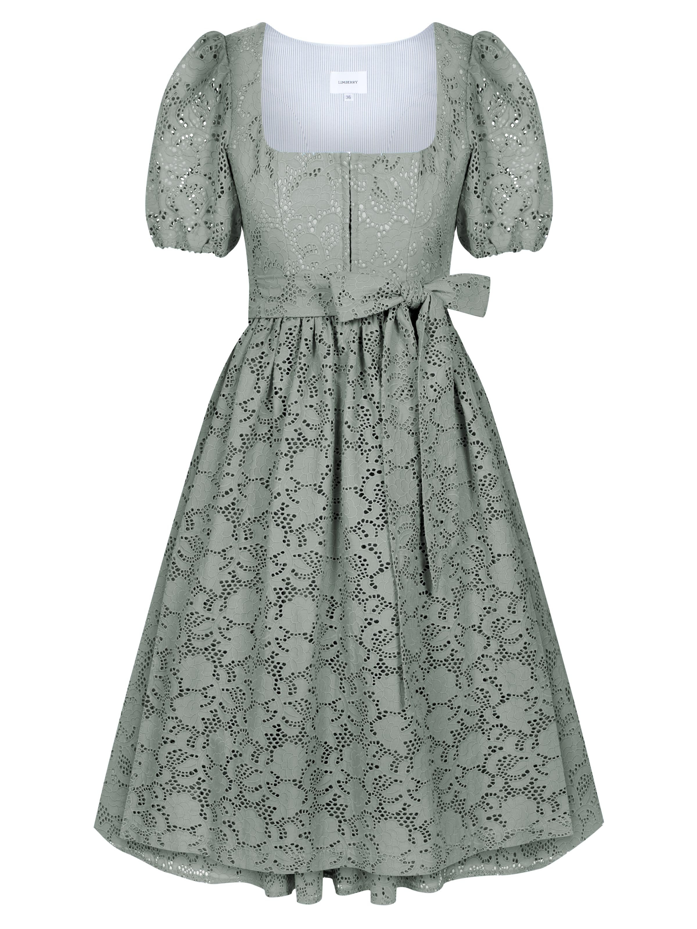 Grünes Dirndl mit Ärmeln aus Lochspitze