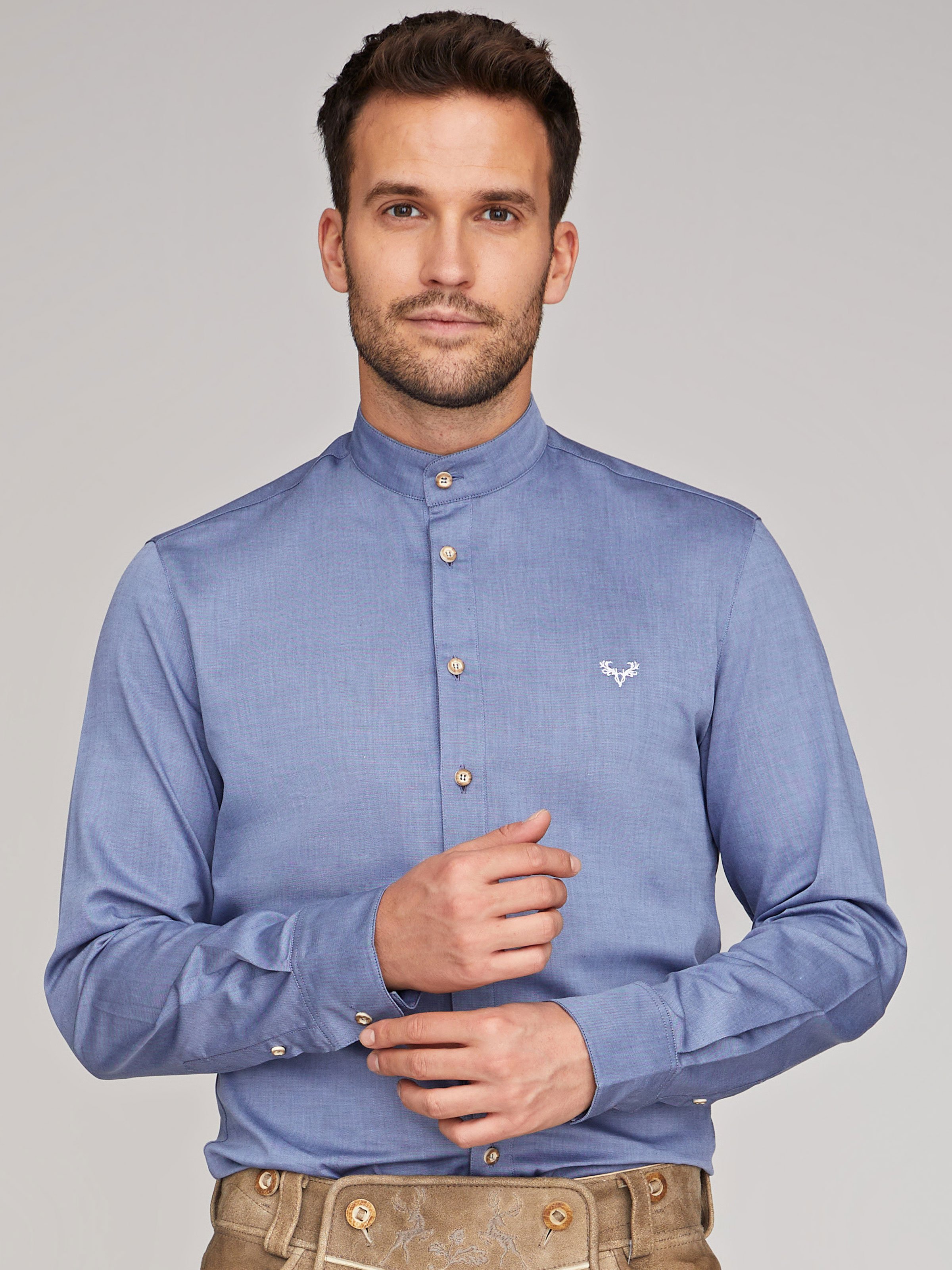 Slimfit Trachtenhemd in Blau