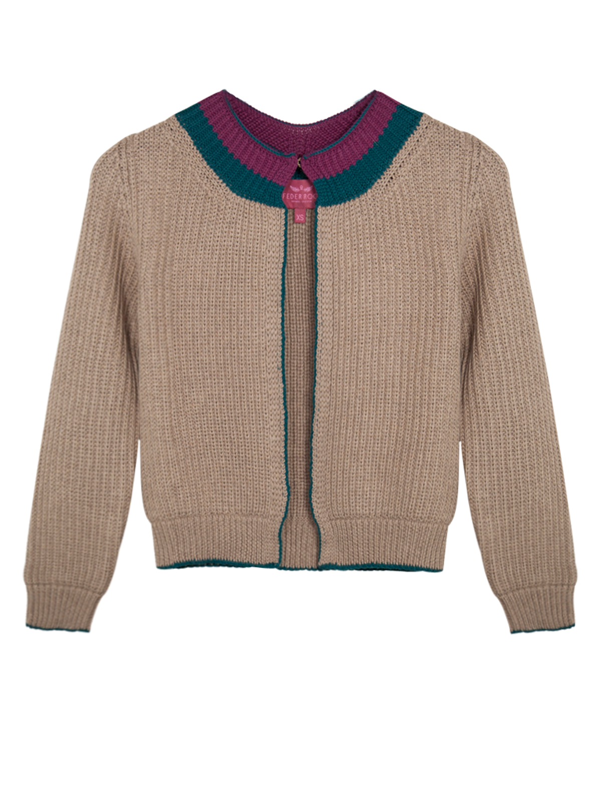Strickjacke in Beige aus Merinowolle 