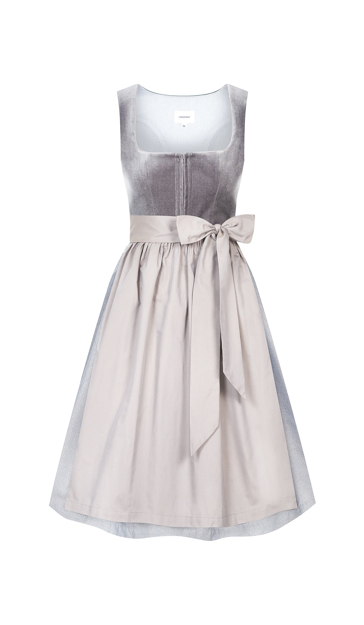 Graues Dirndl mit Samt-Mieder