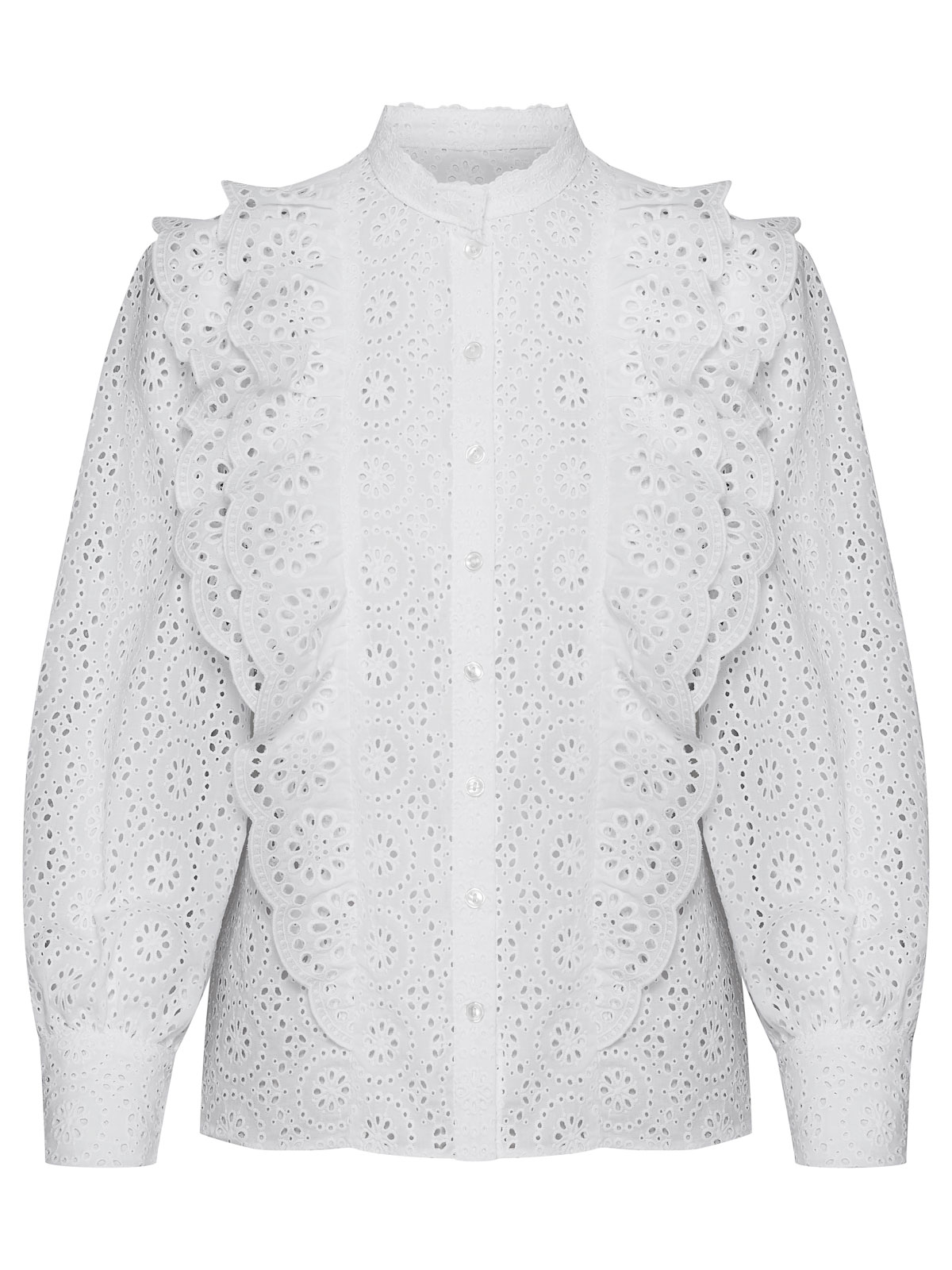 Weiße Bluse mit Volants