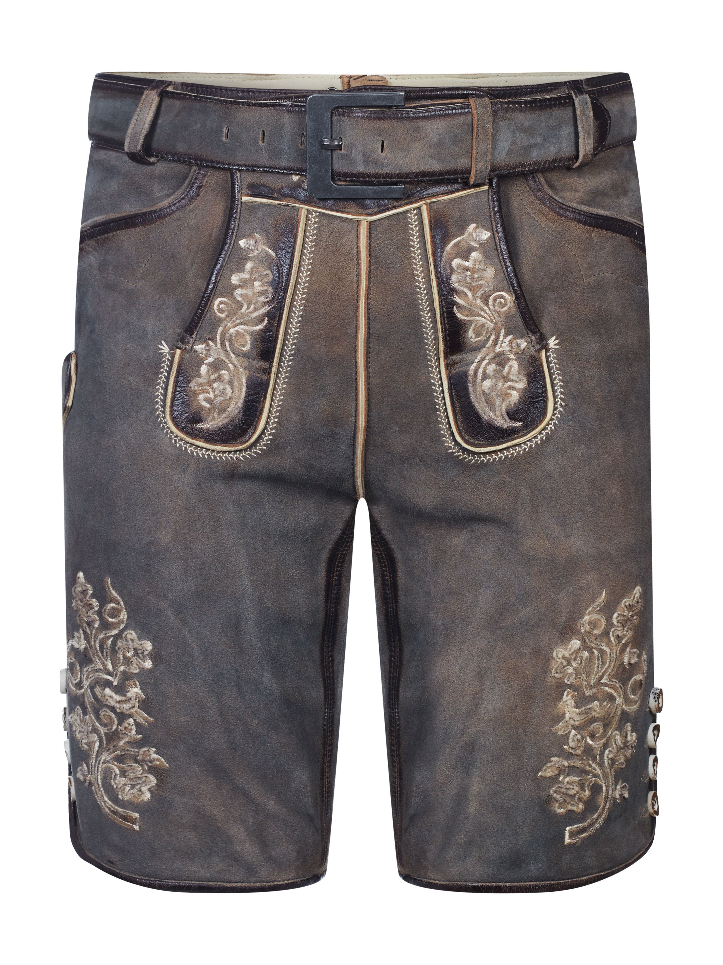 Ziegenlederhose in Mittelgrau