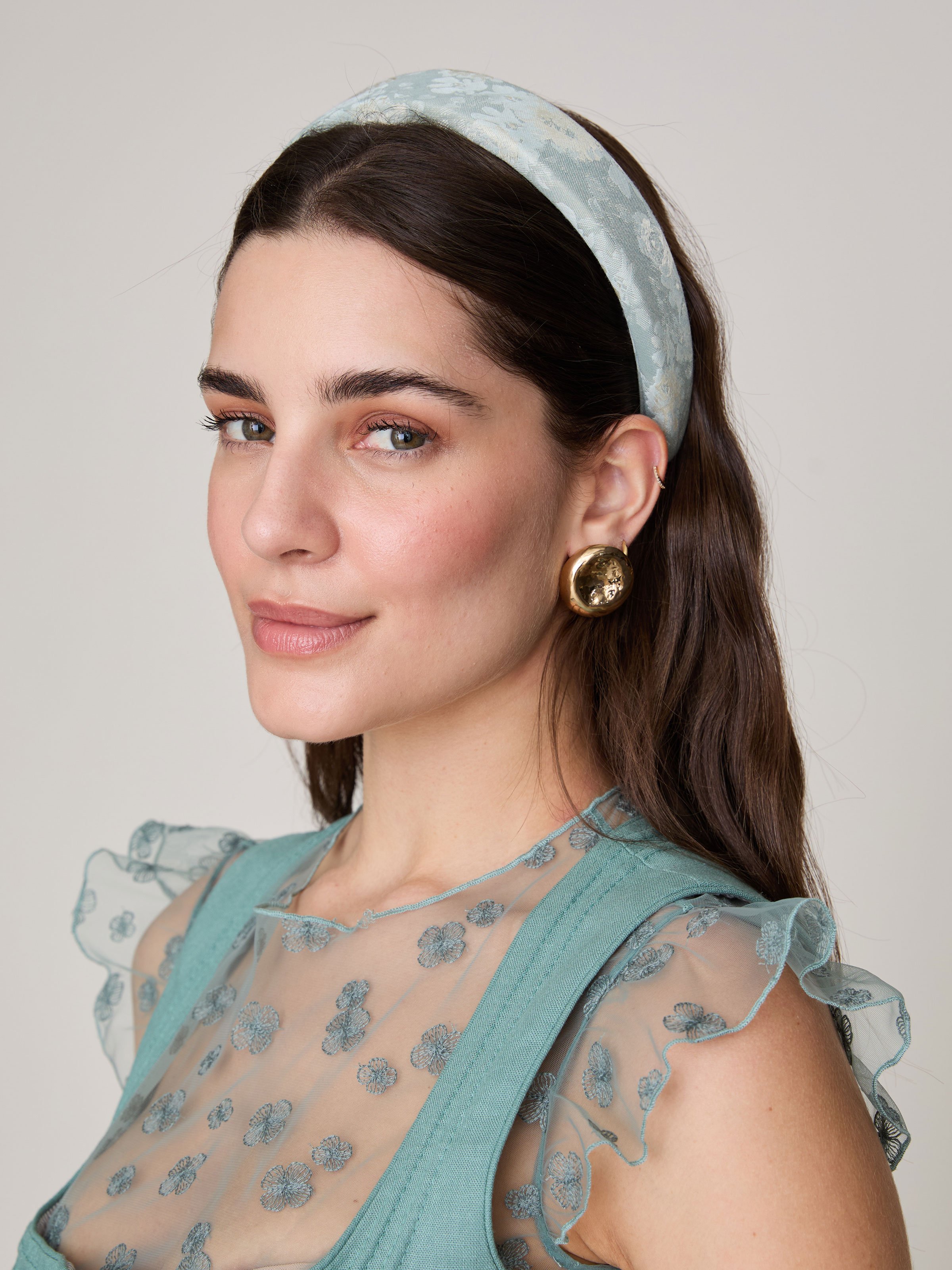 Türkiser Haarreif aus Jacquard