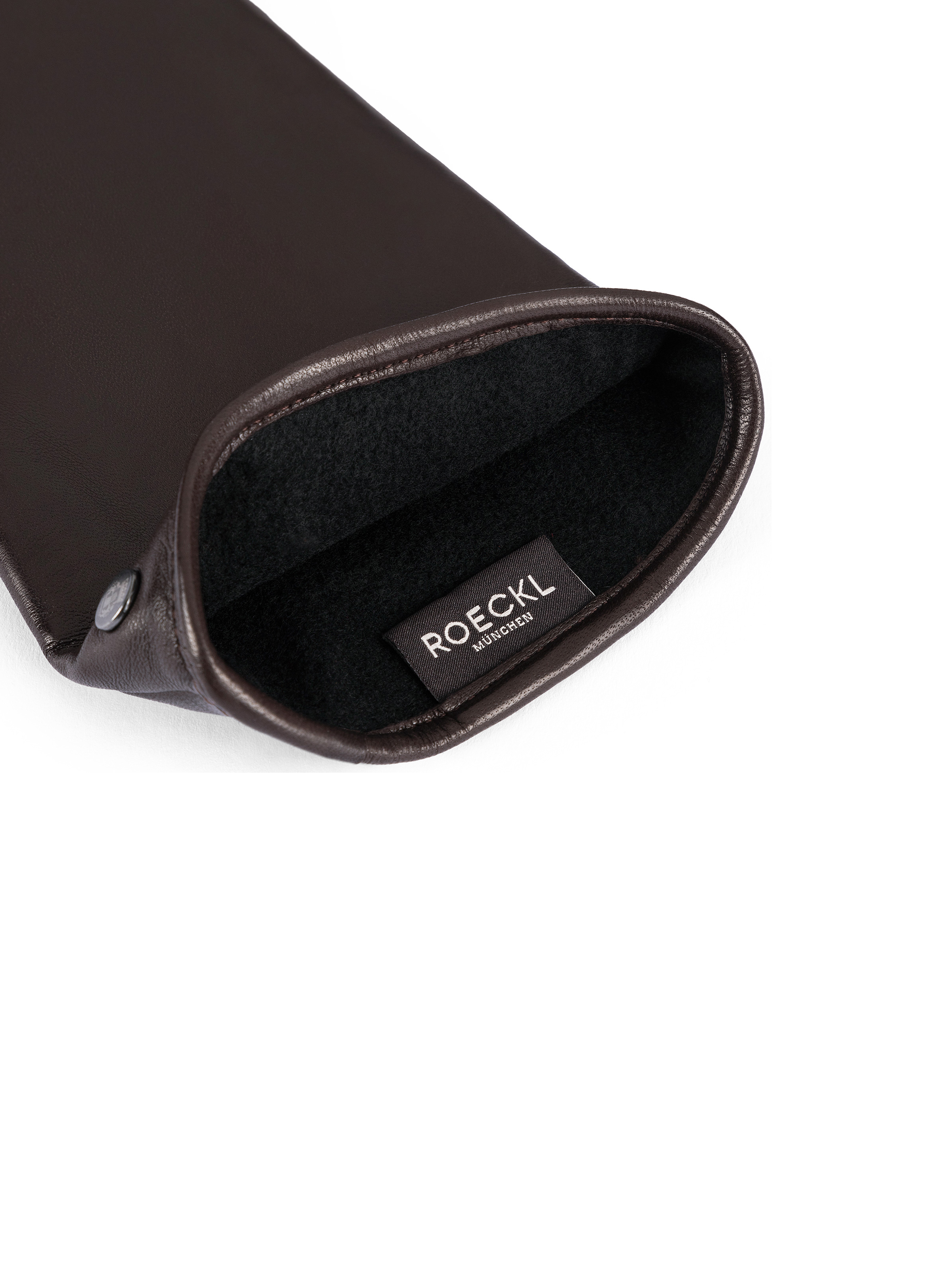 Brauner Handschuh aus Leder mit Touch-Funktion