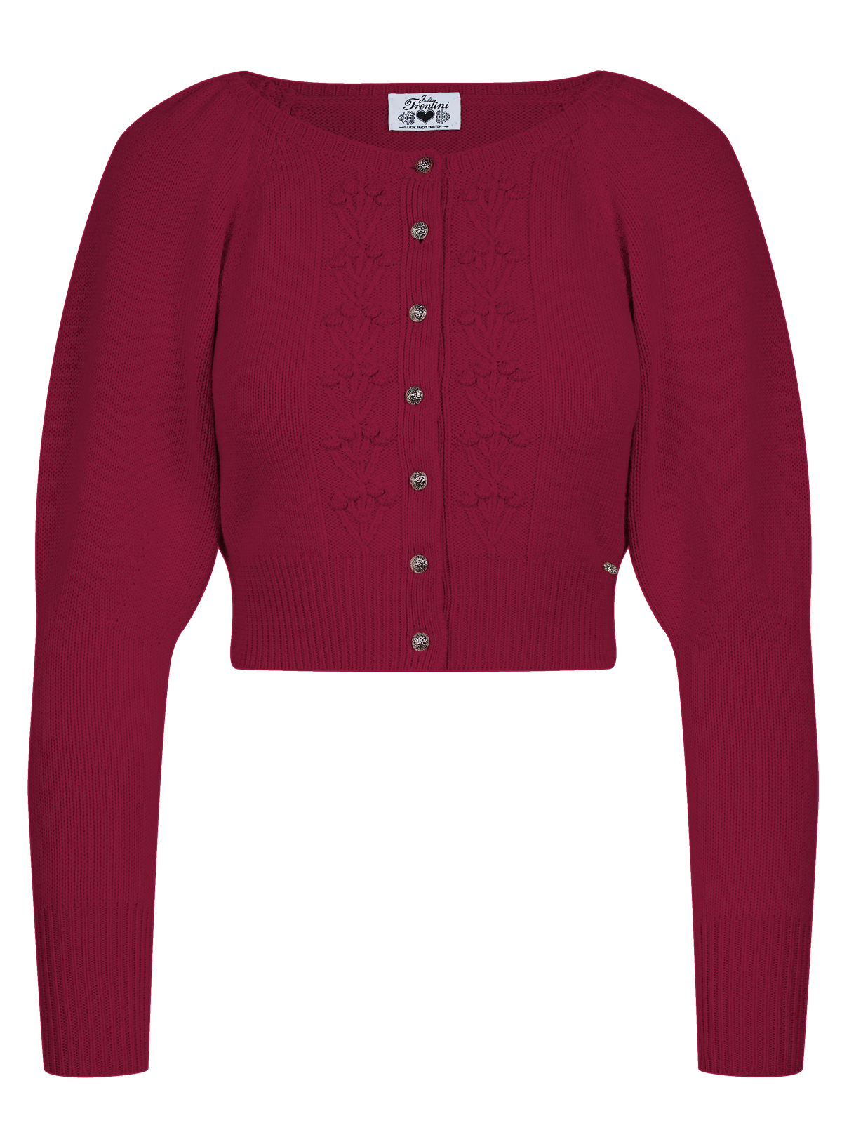Beeren-farbene Strickjacke mit aufwendigem Muster

