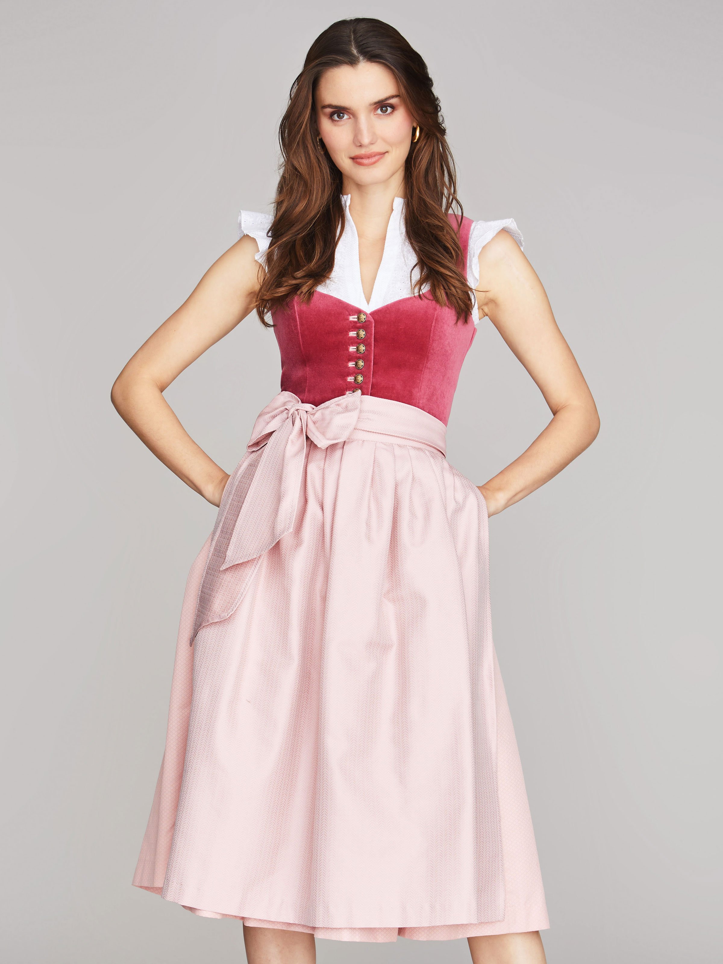 Pinkes Dirndl mit Samt-Mieder