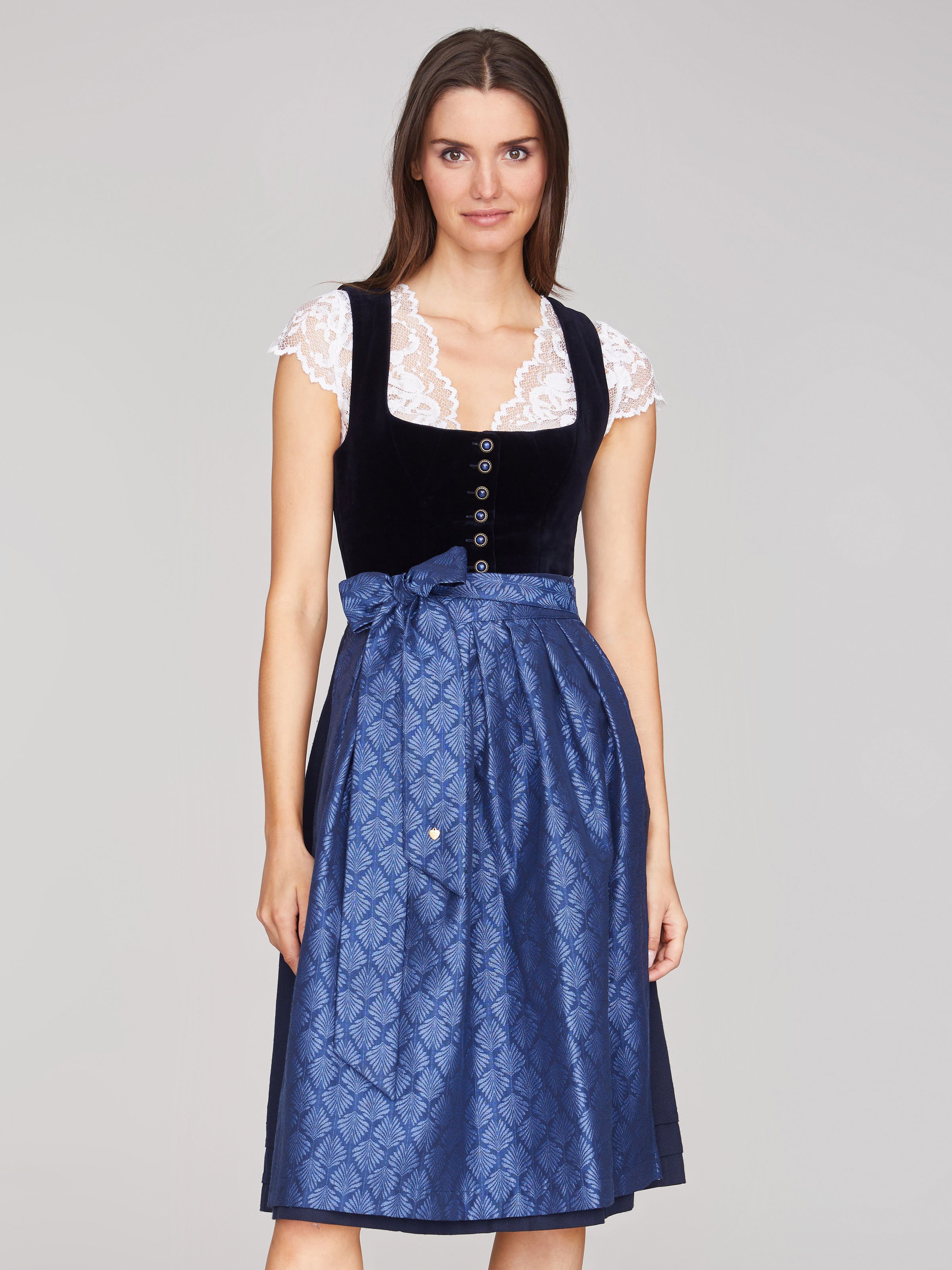 Blaues Dirndl mit Samt-Mieder