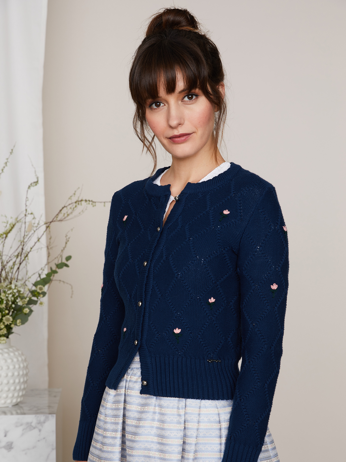 Strickjacke in trendigem Denim-Blau