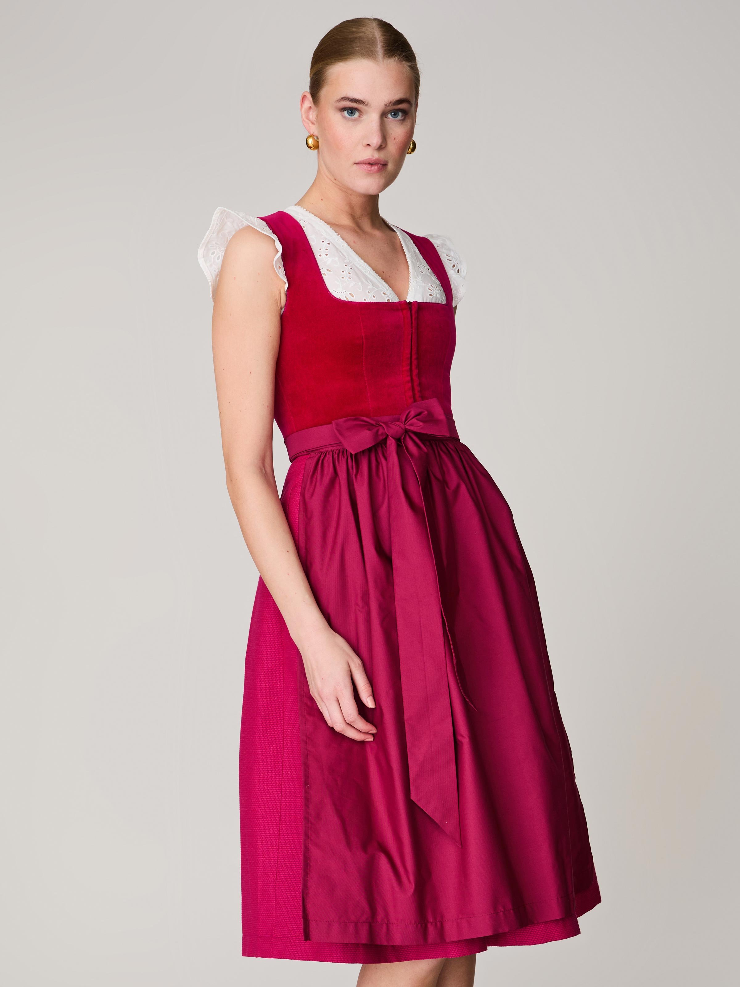 Pinkes Dirndl mit Samt-Mieder