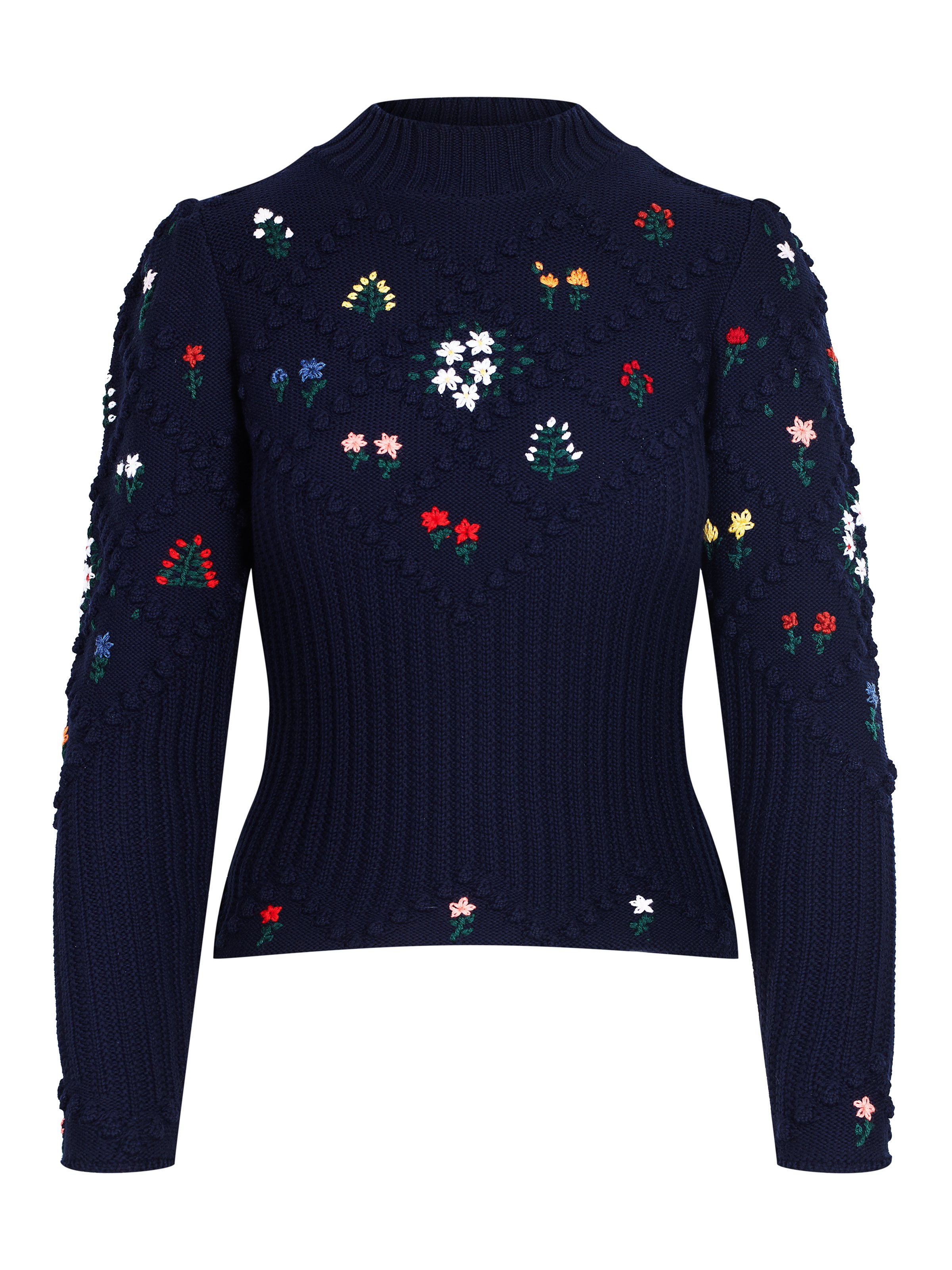 Strickpullover mit Blumenstickerei