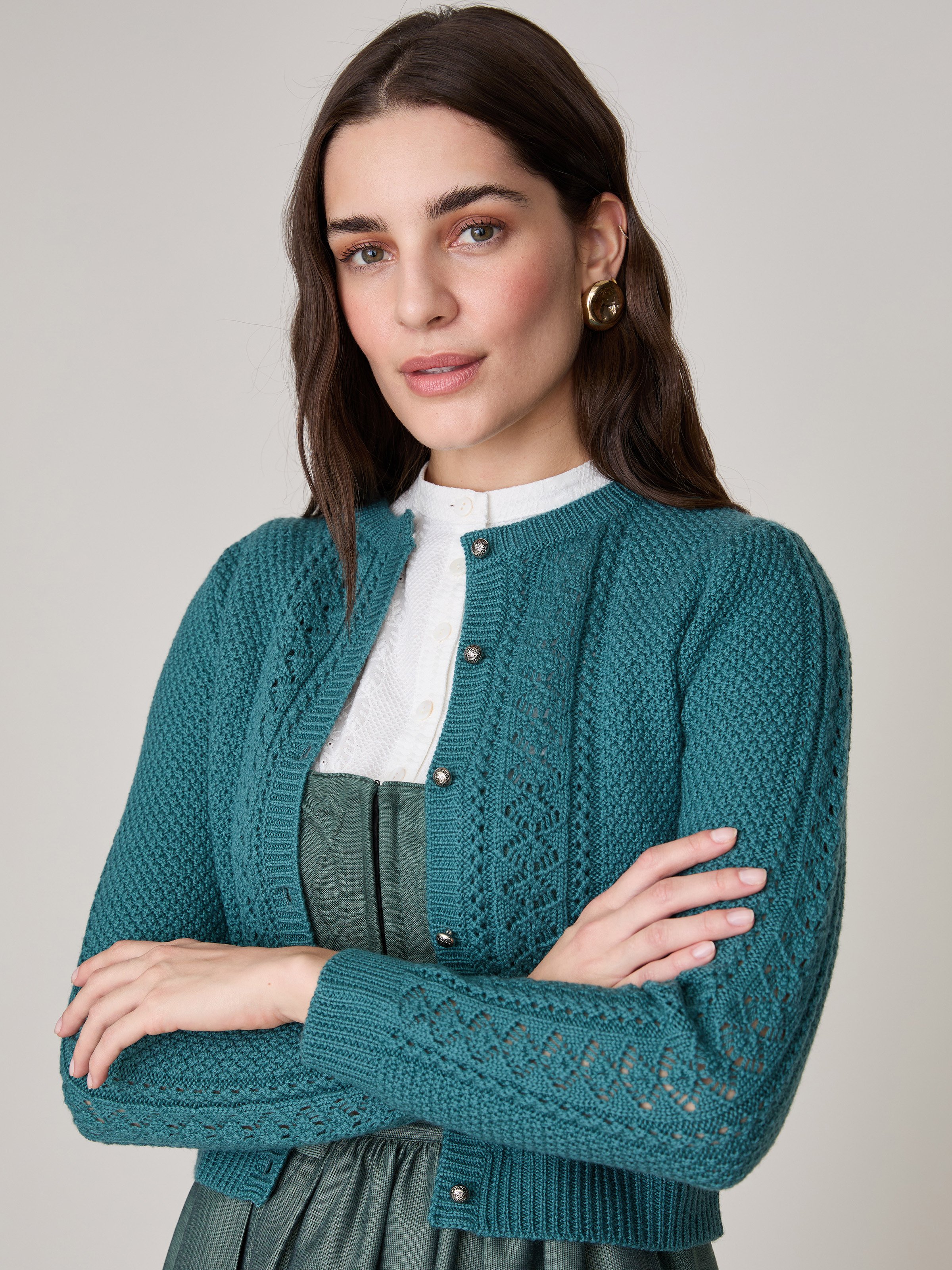 Petrolblaue Strickjacke