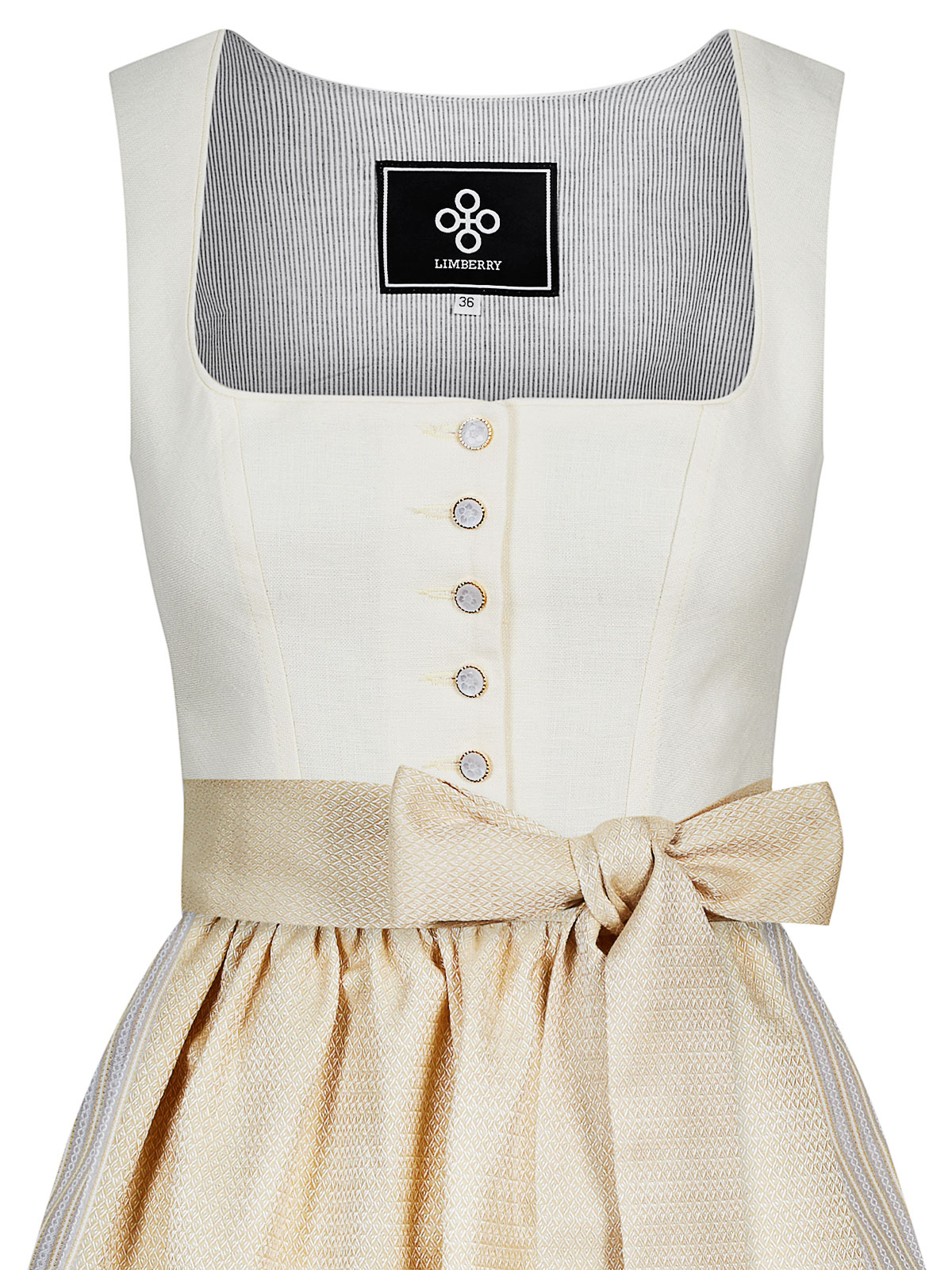 Hellgelbes Dirndl mit zwei Schürzen 